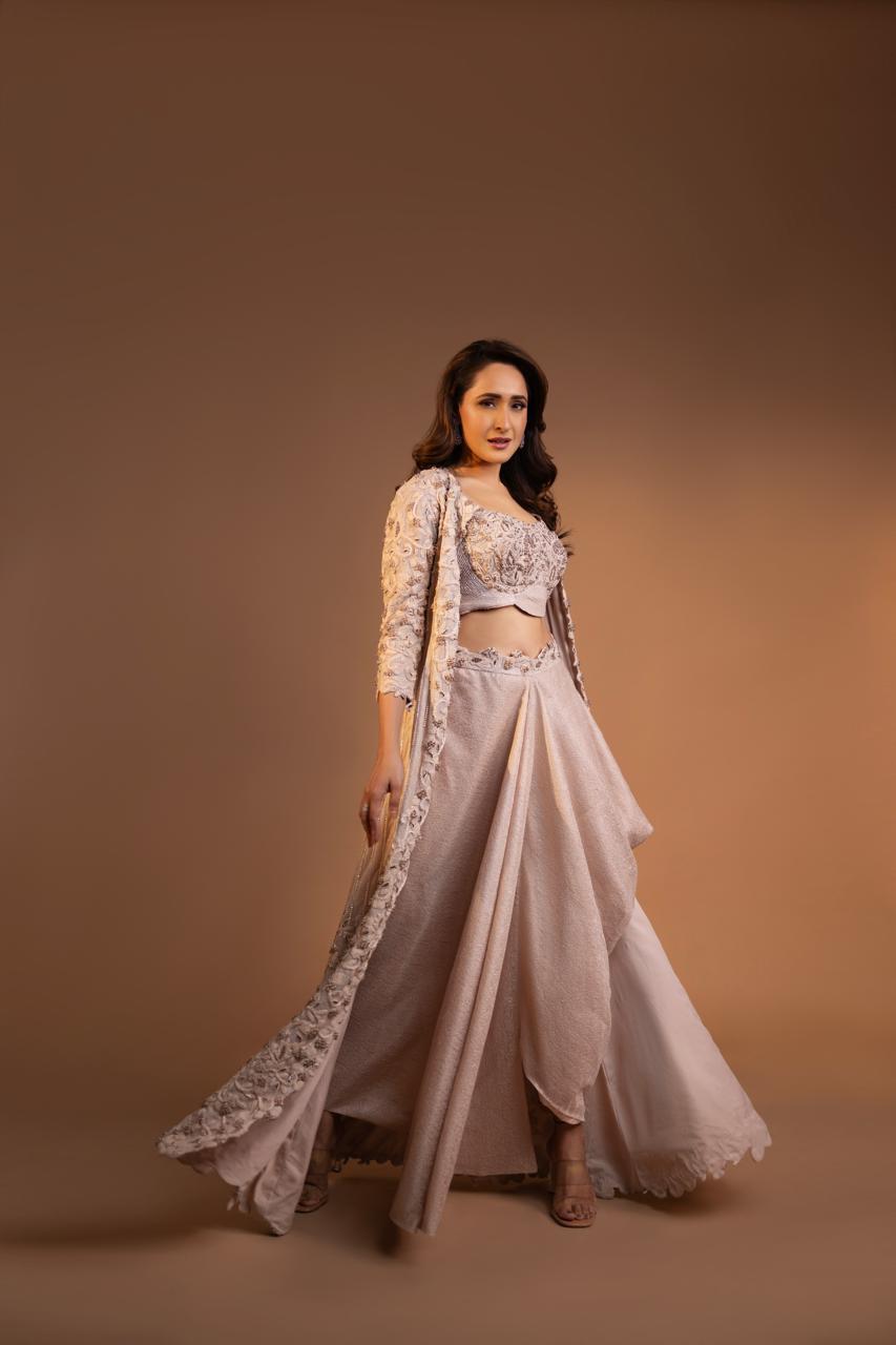 Pragya jaiswal drape skirt with cape