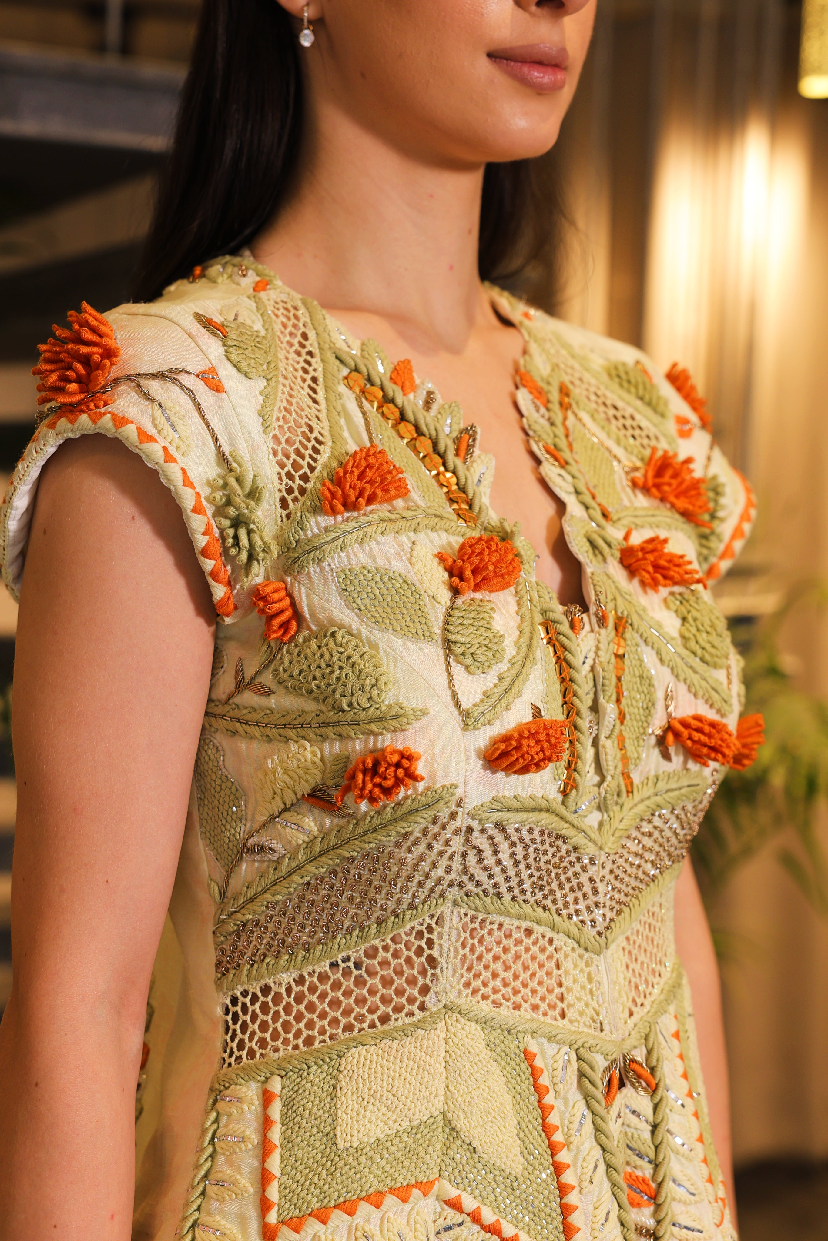 Swayam Alabaster cream printed sharara with embroidered peplum cut jacket bodice