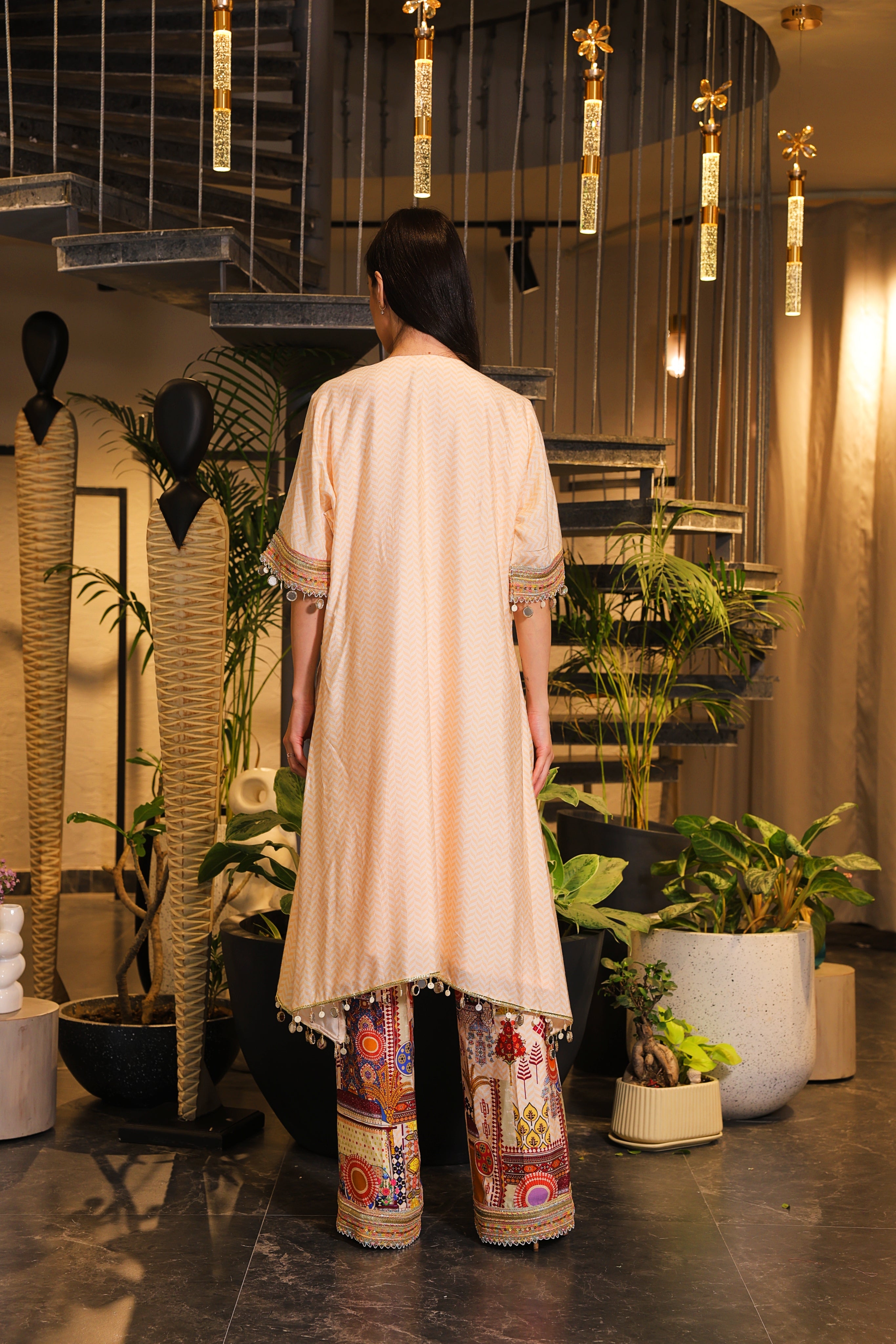 Festive light peach kaftan