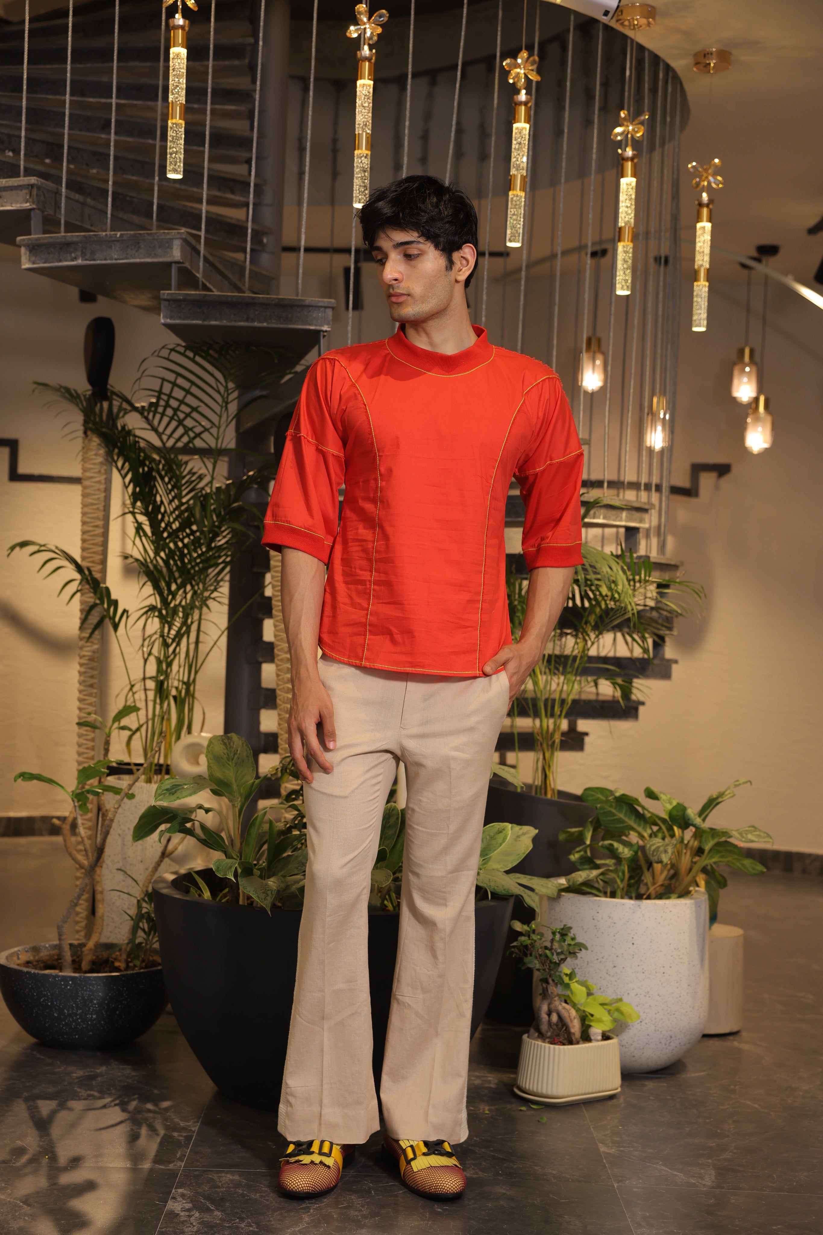 Red round neck T-shirt