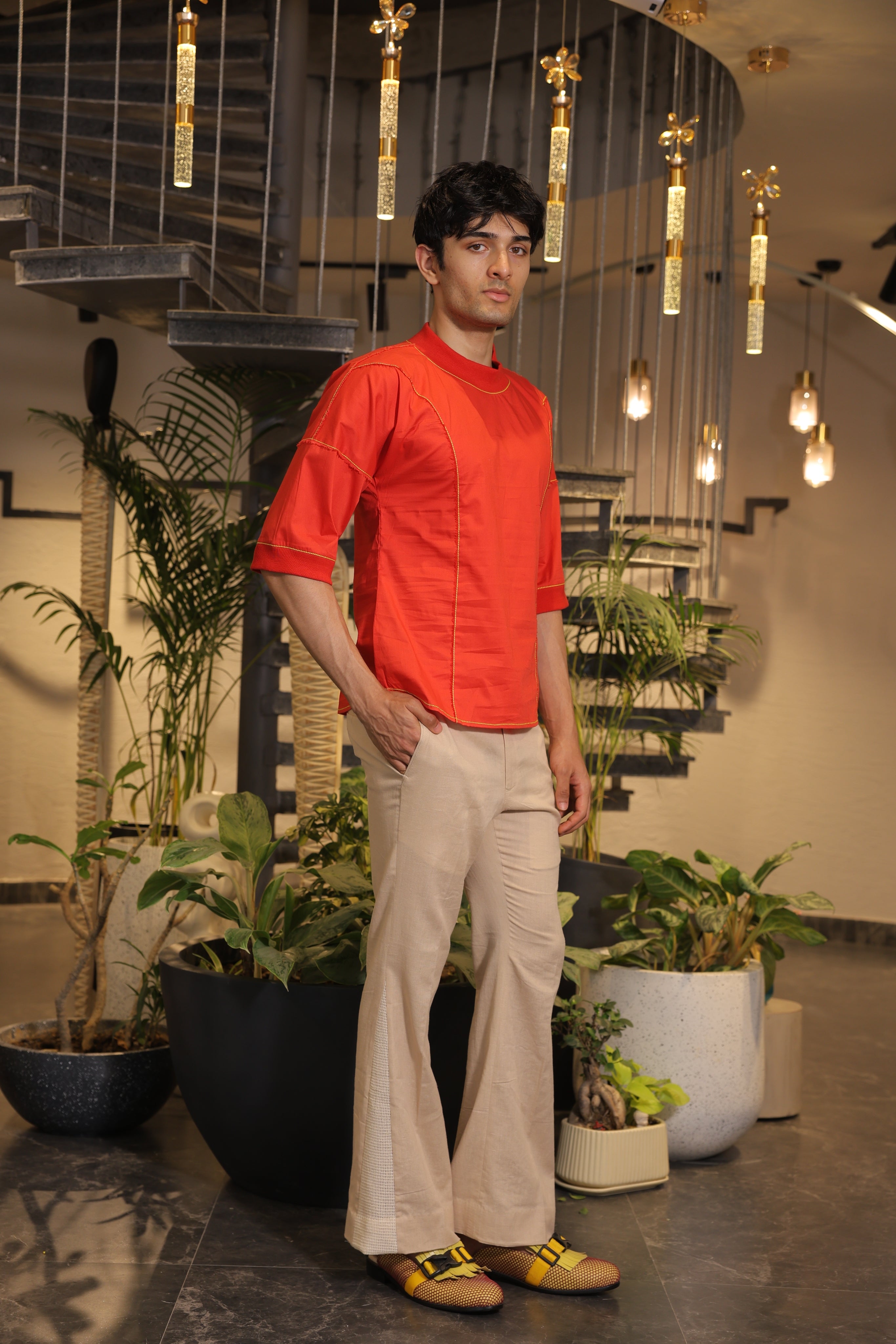 Red round neck T-shirt