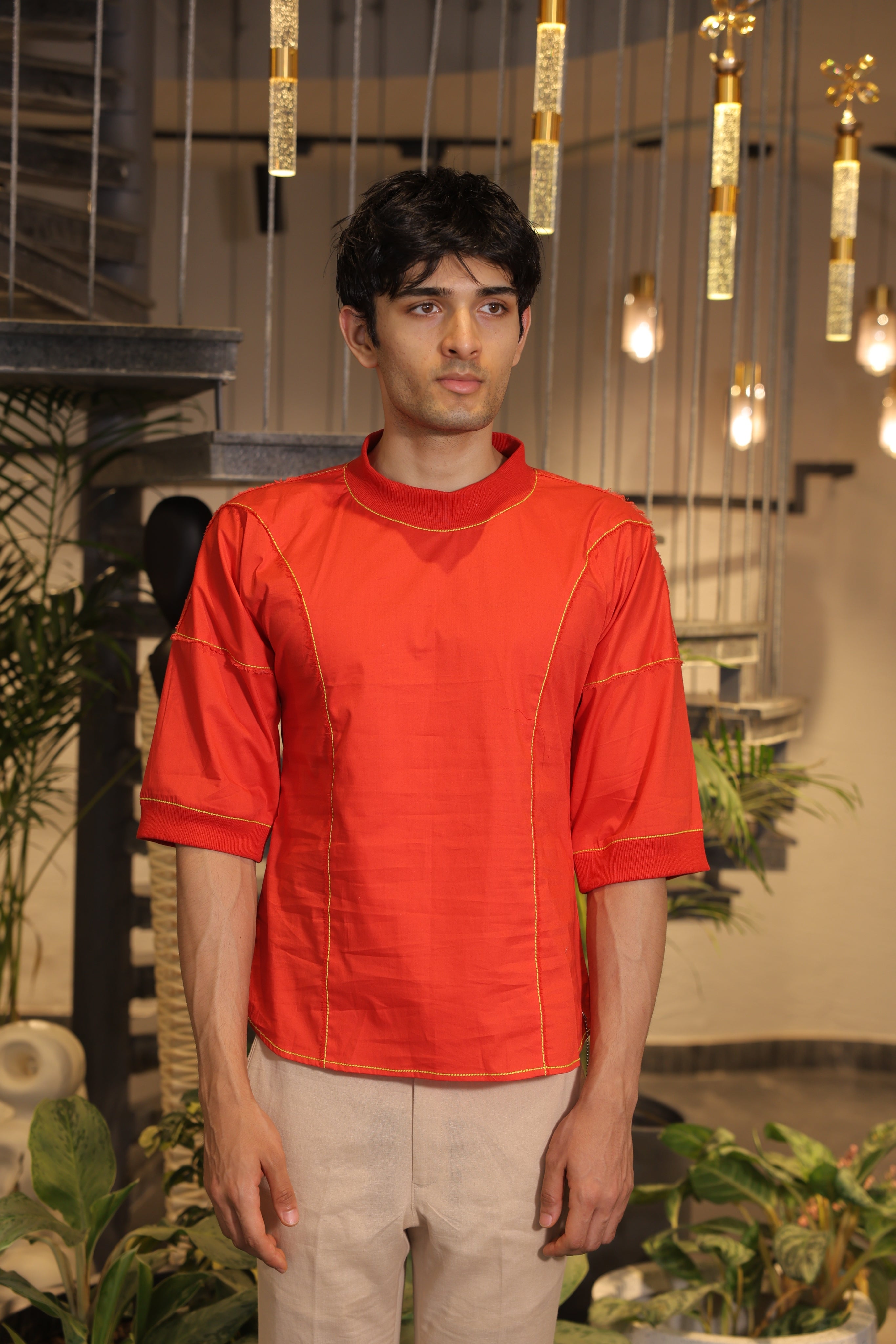 Red round neck T-shirt