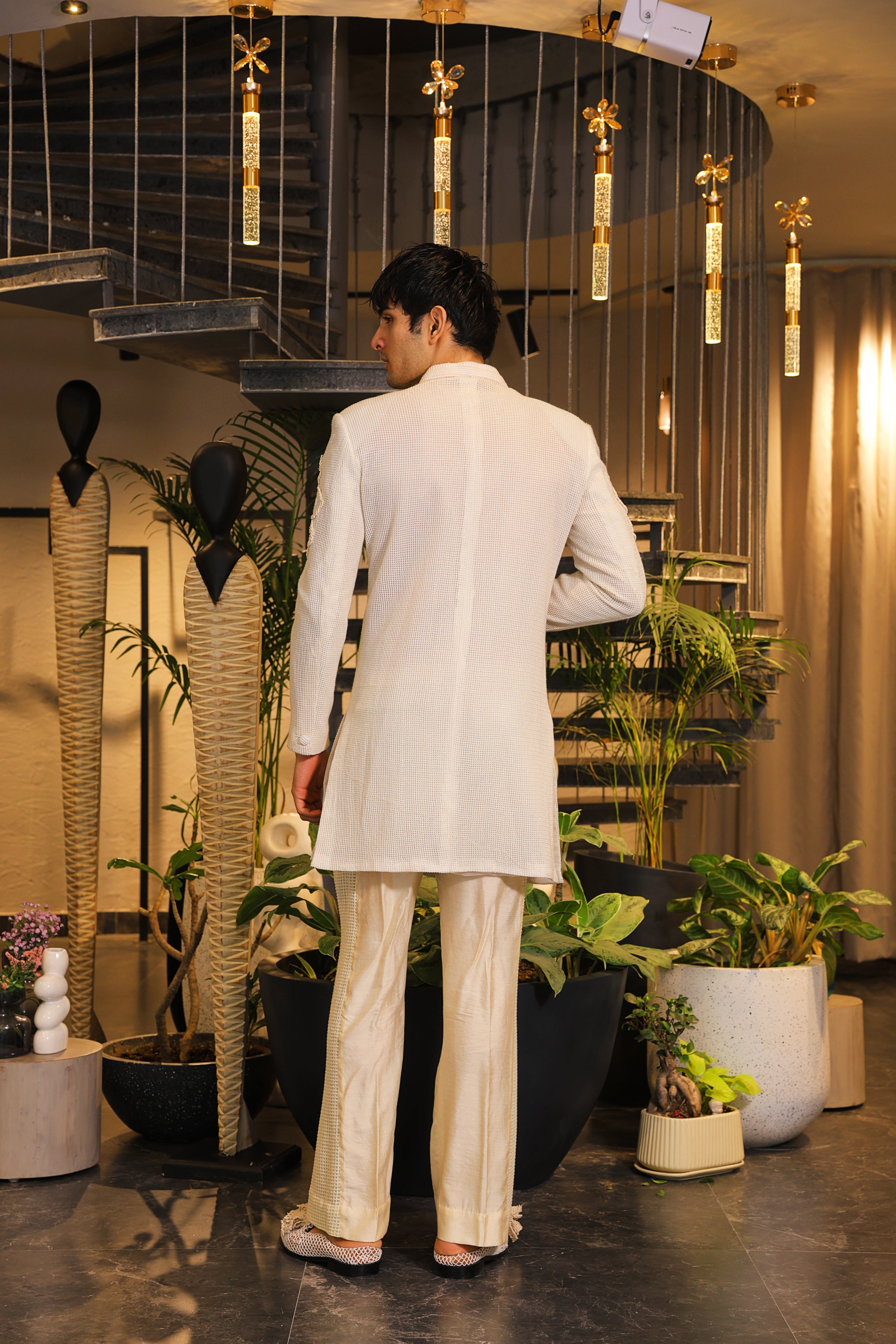 White crochet embroidered Ind-western