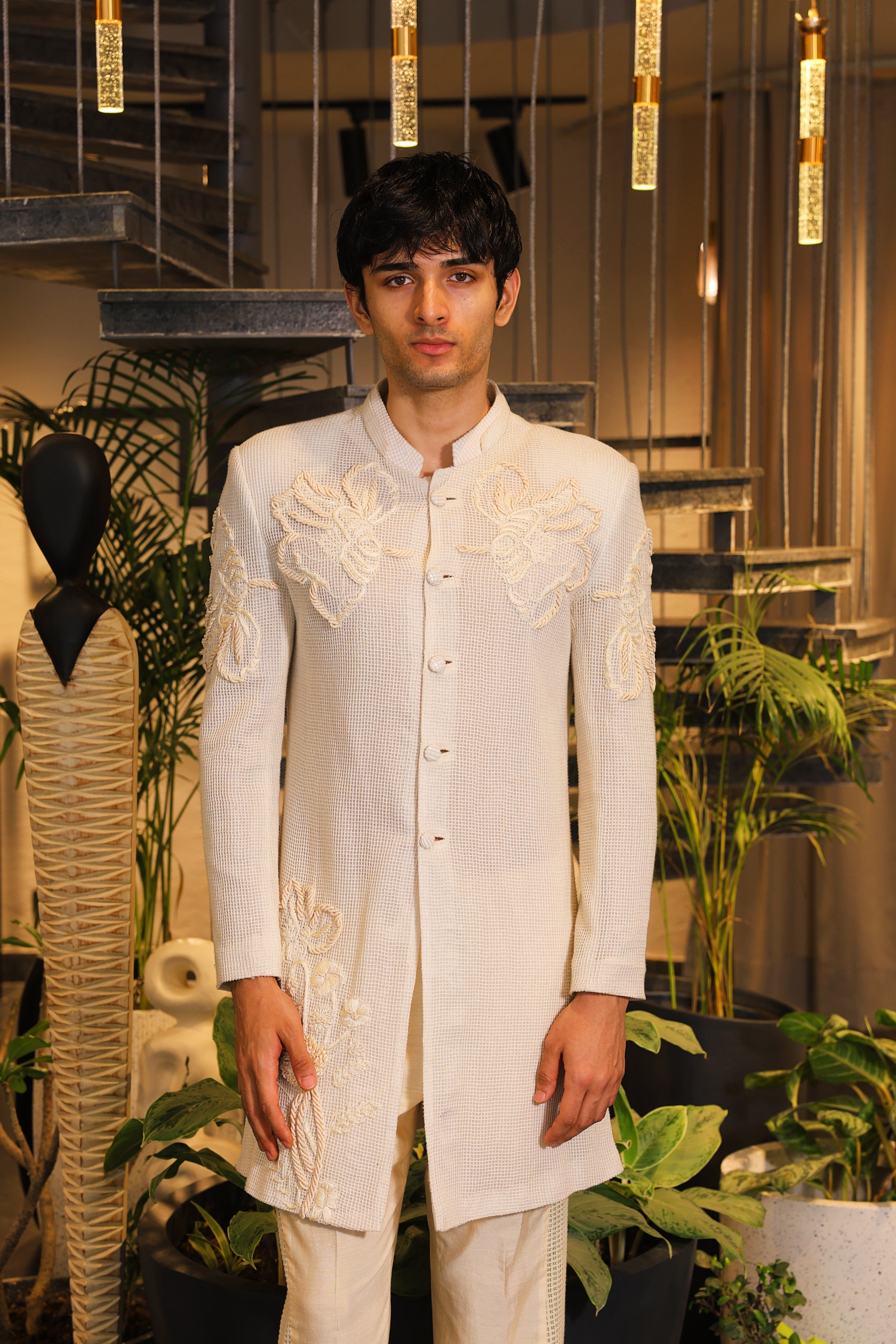 White crochet embroidered Ind-western