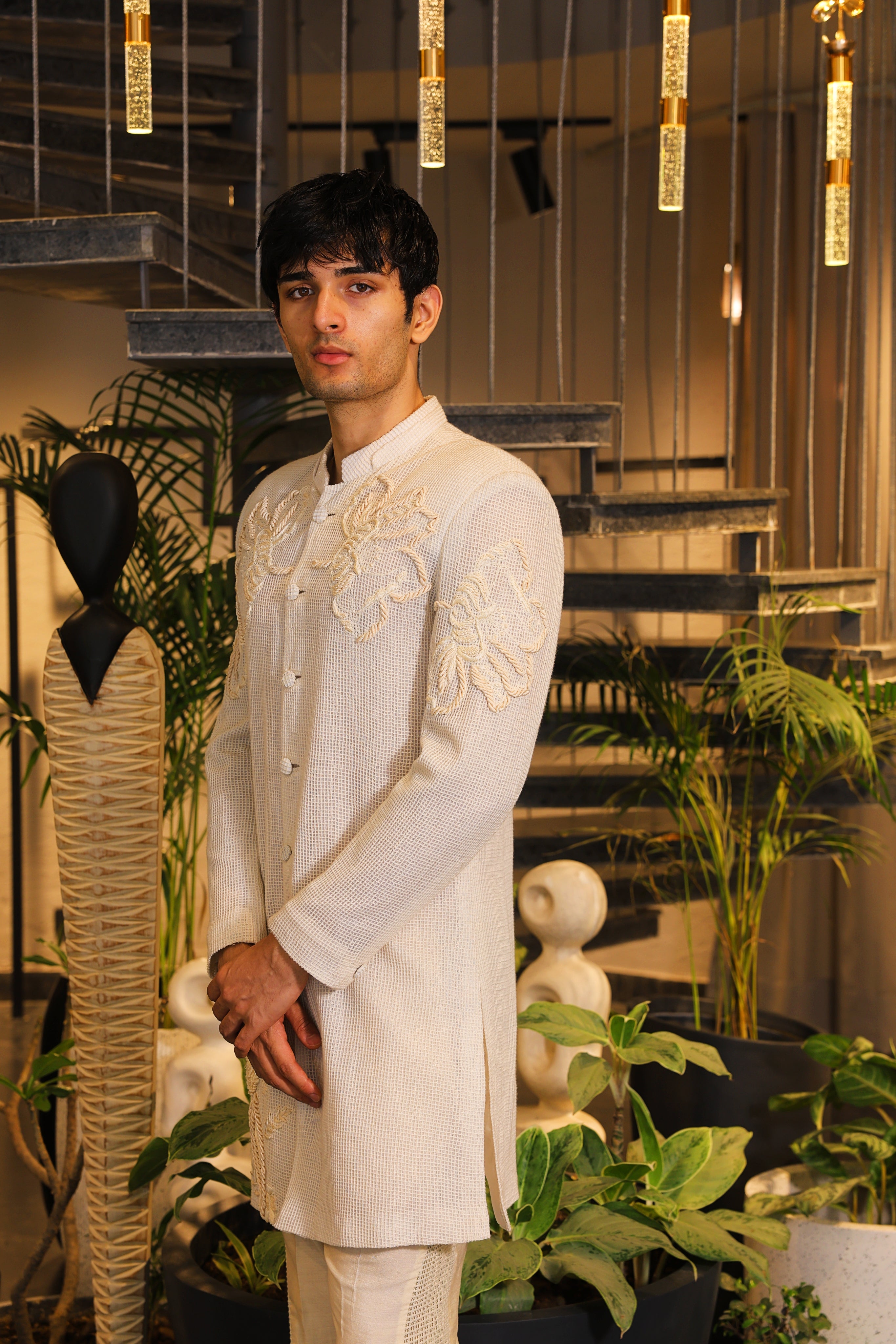 White crochet embroidered Ind-western