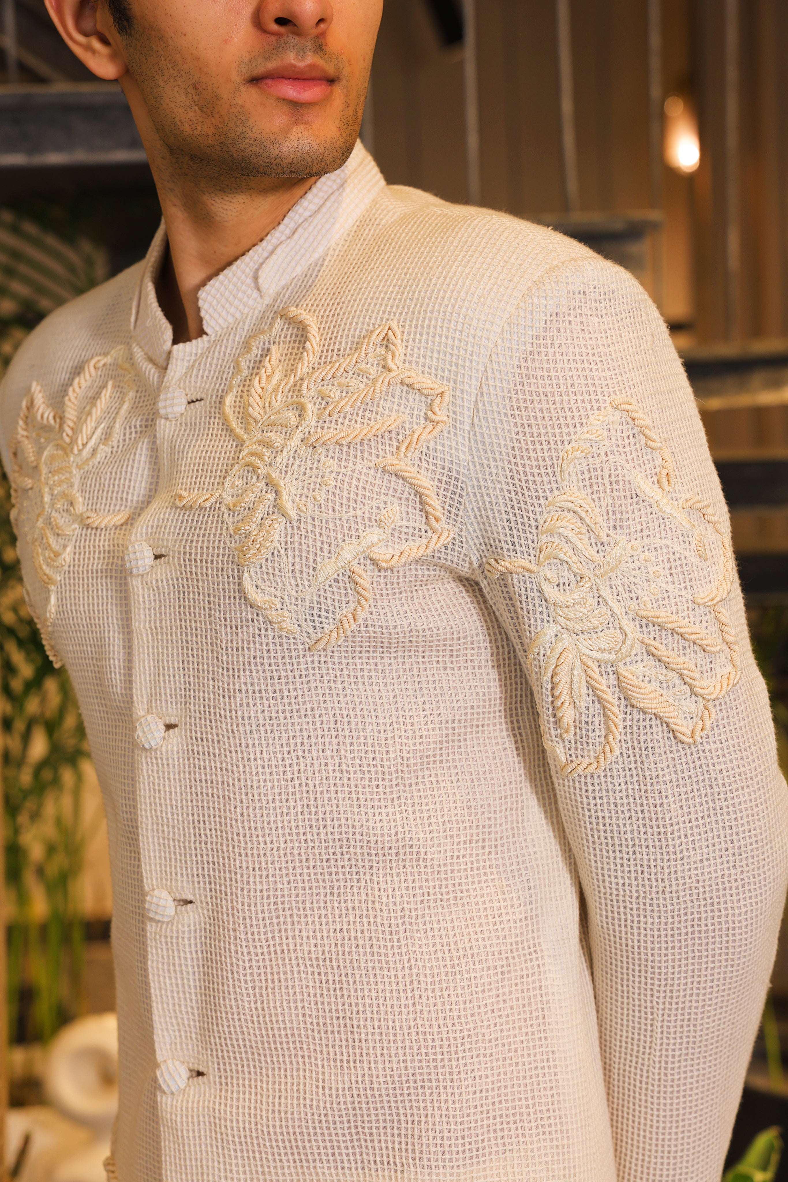White crochet embroidered Ind-western