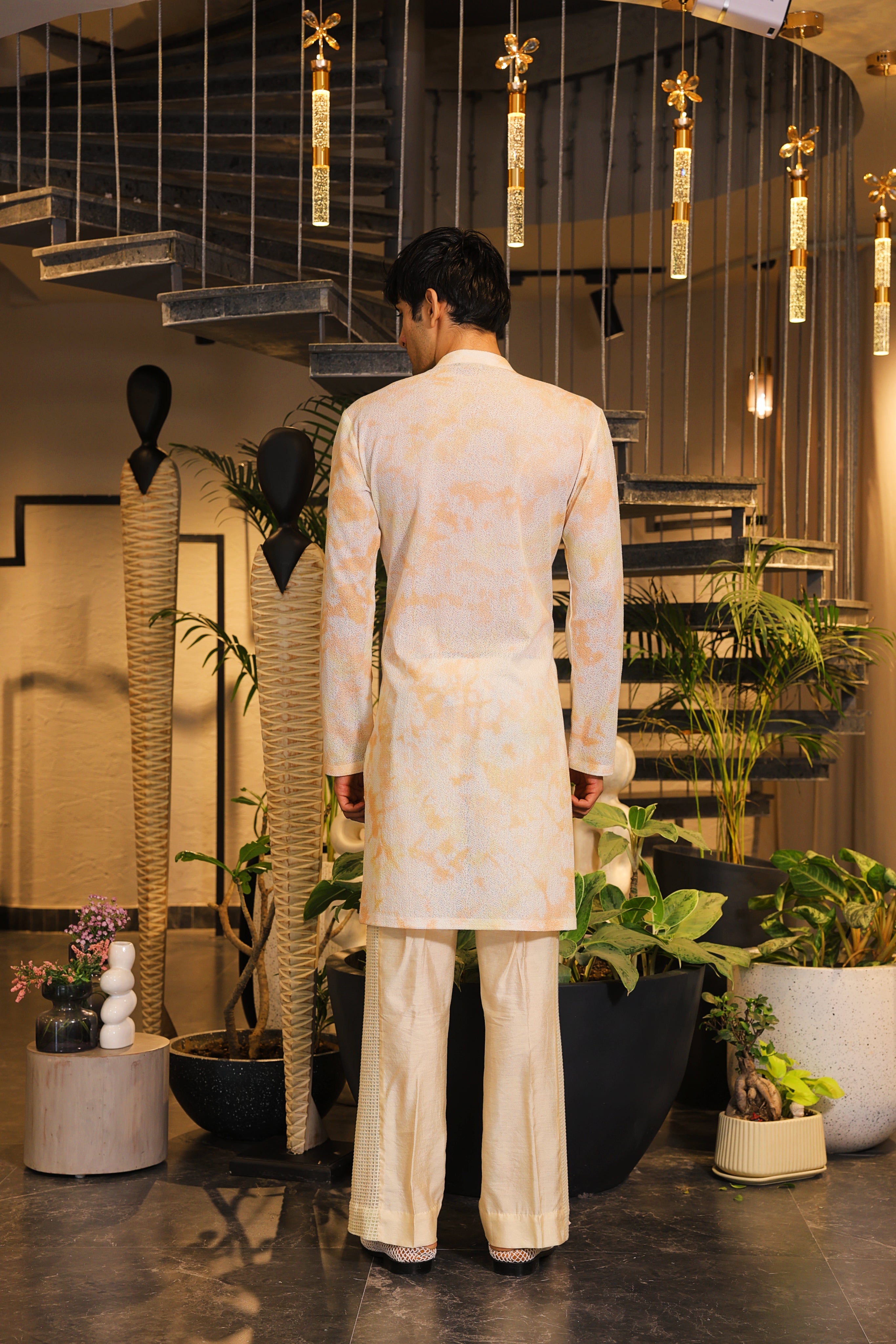 Tie-dye mirror work kurta with pants