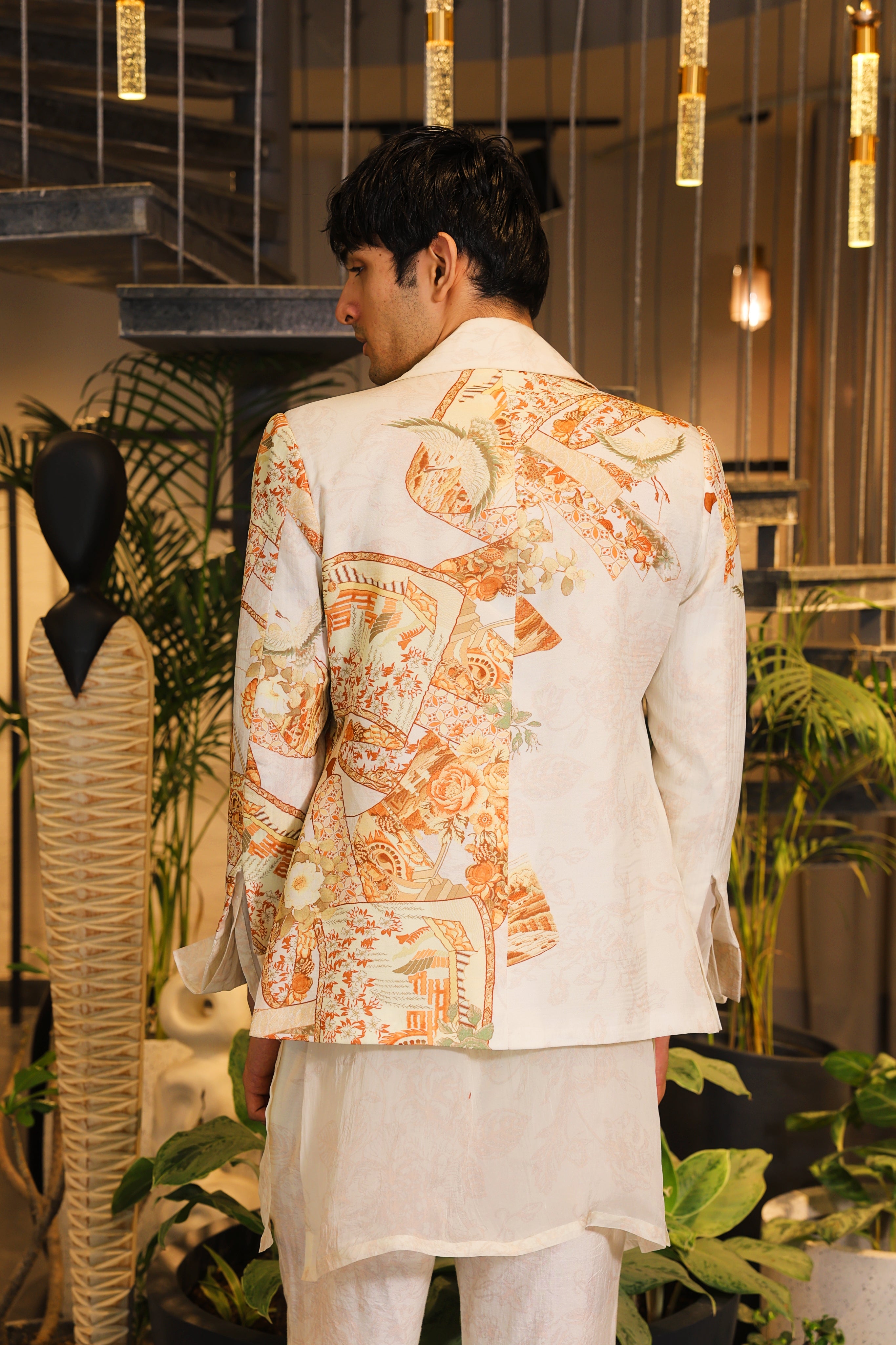 Swayam print embroidered blazer and kurta set