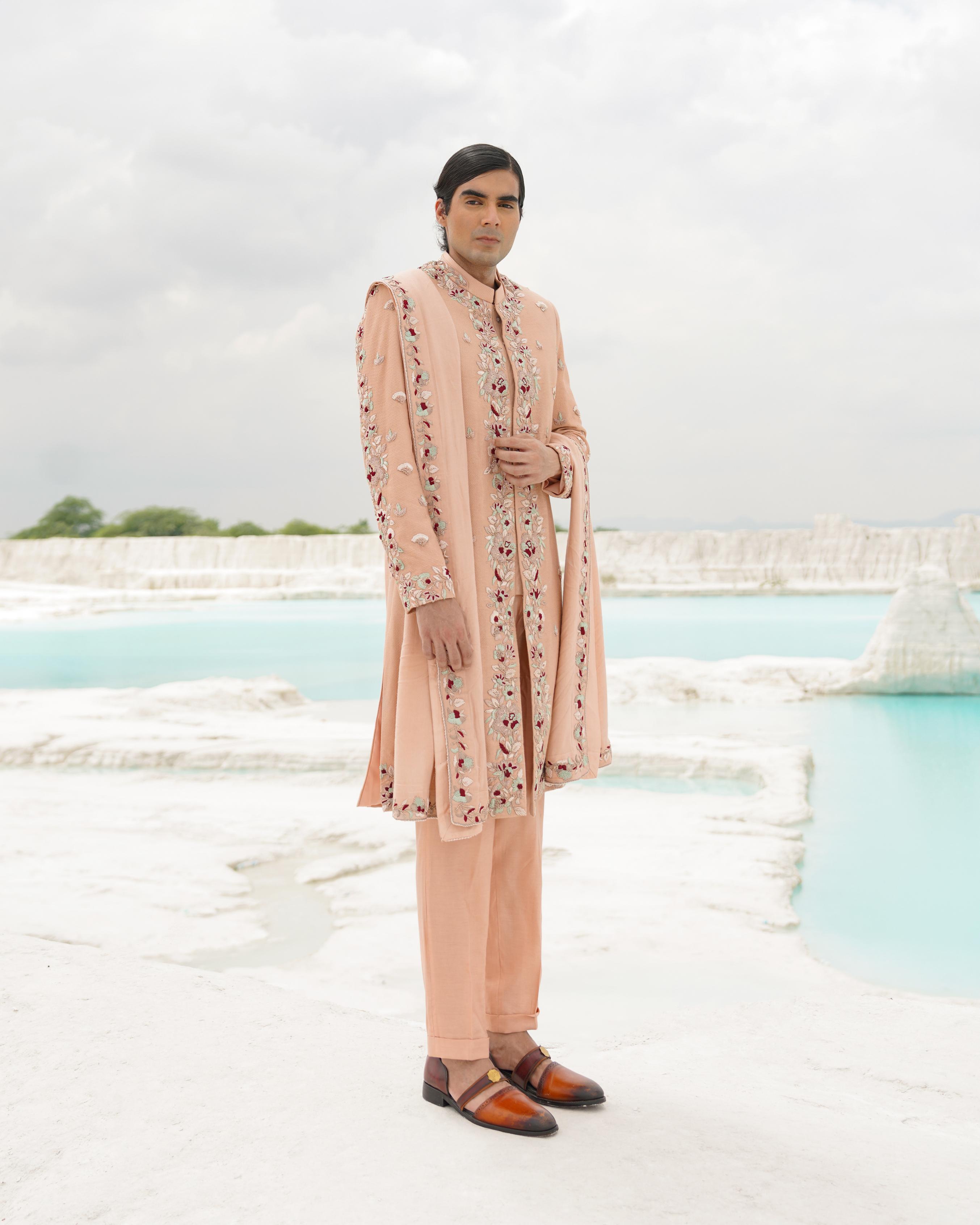 OFF WHITE CREPE ETHNOWAVE SHERWANI