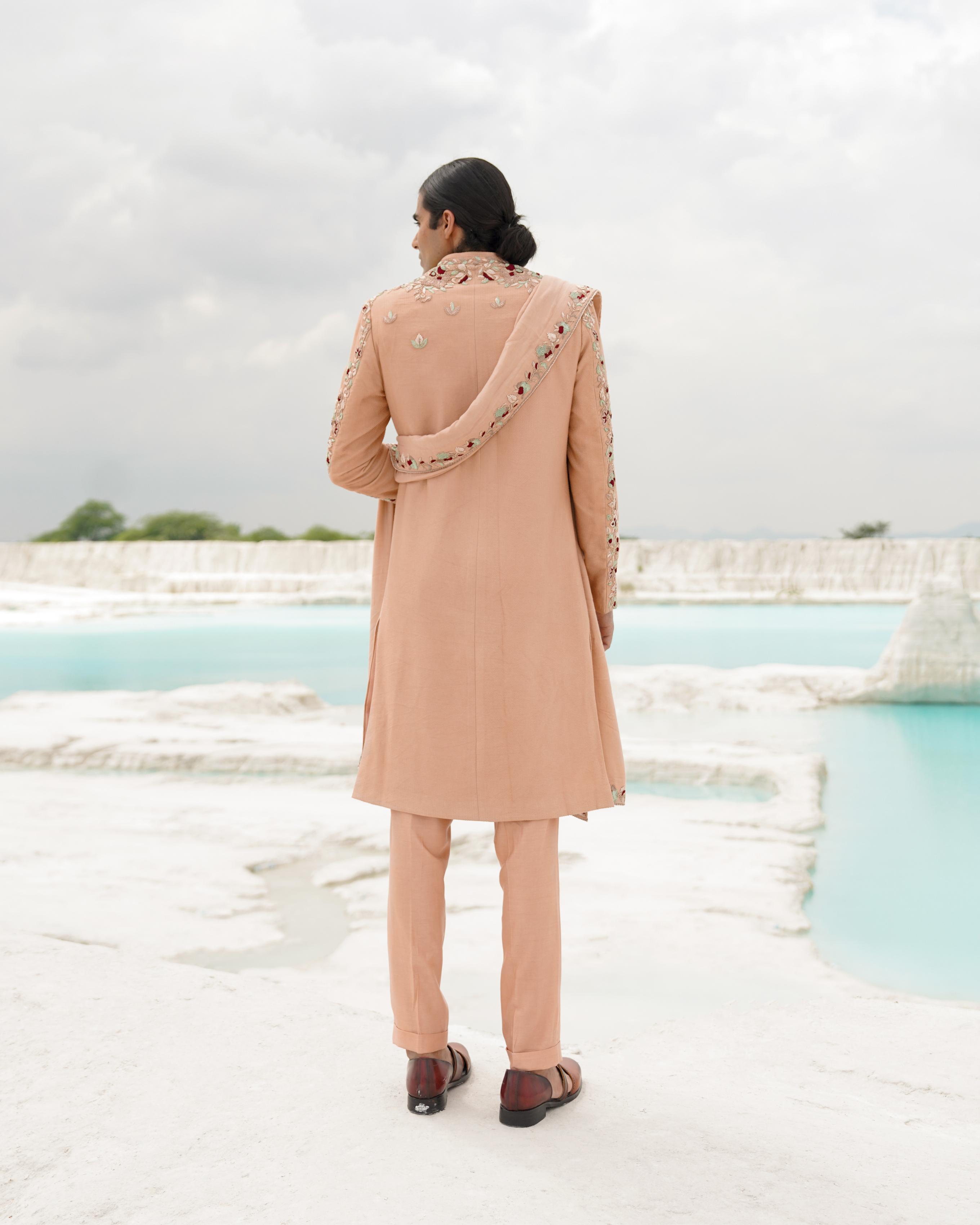 OFF WHITE CREPE ETHNOWAVE SHERWANI