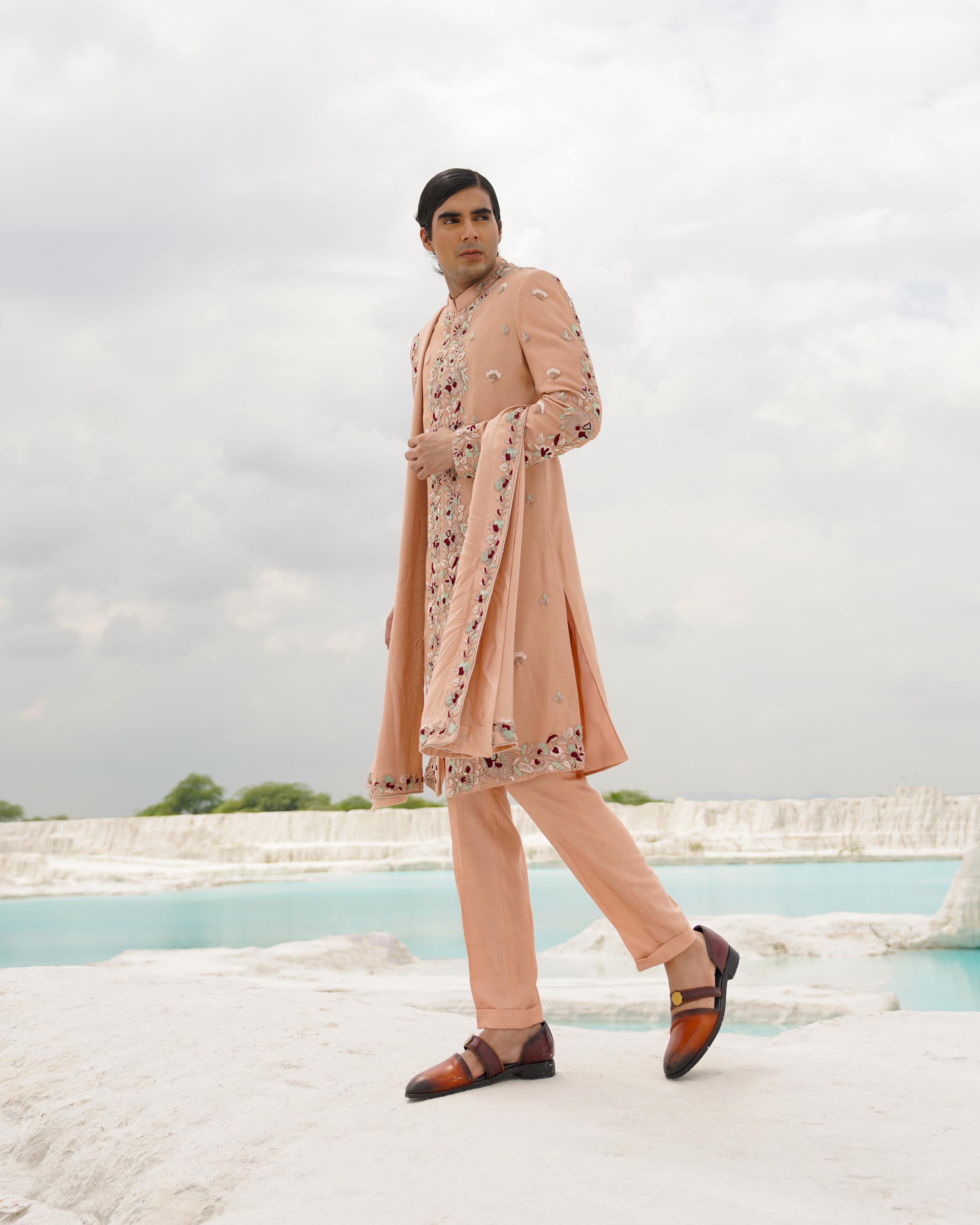 OFF WHITE CREPE ETHNOWAVE SHERWANI