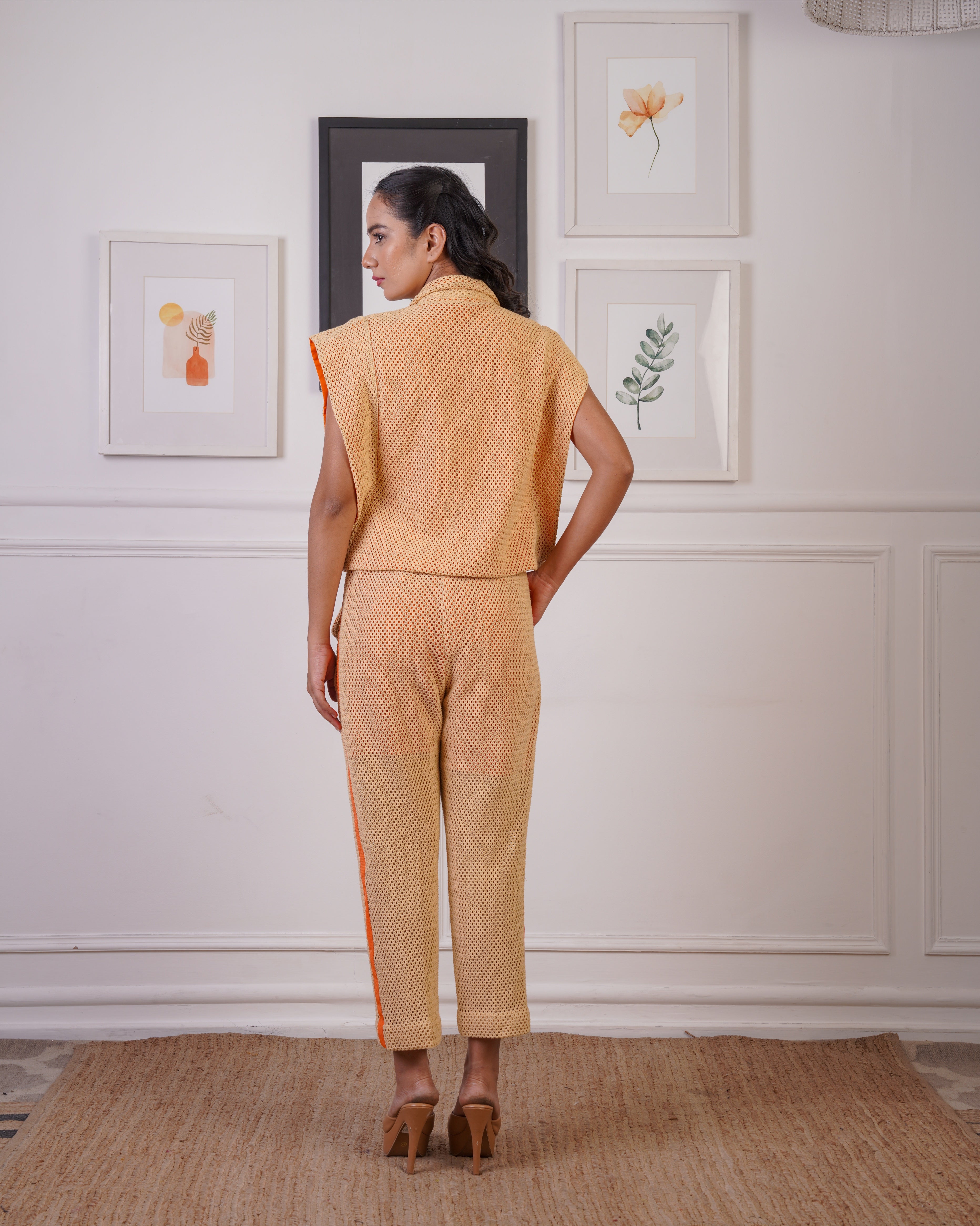 Crochet scalp top with crochet pants