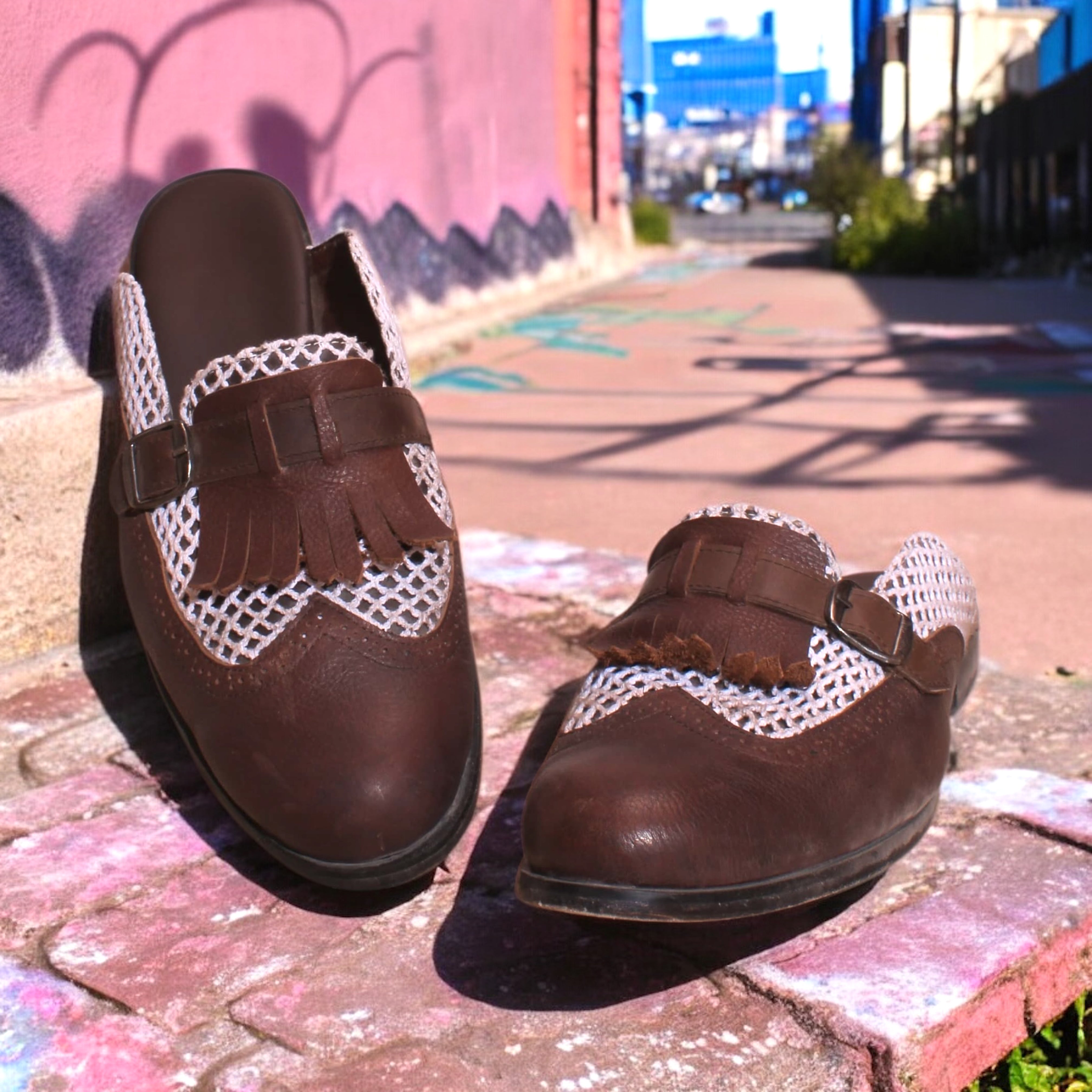 Crochet and leather hand crafted sliders for Men