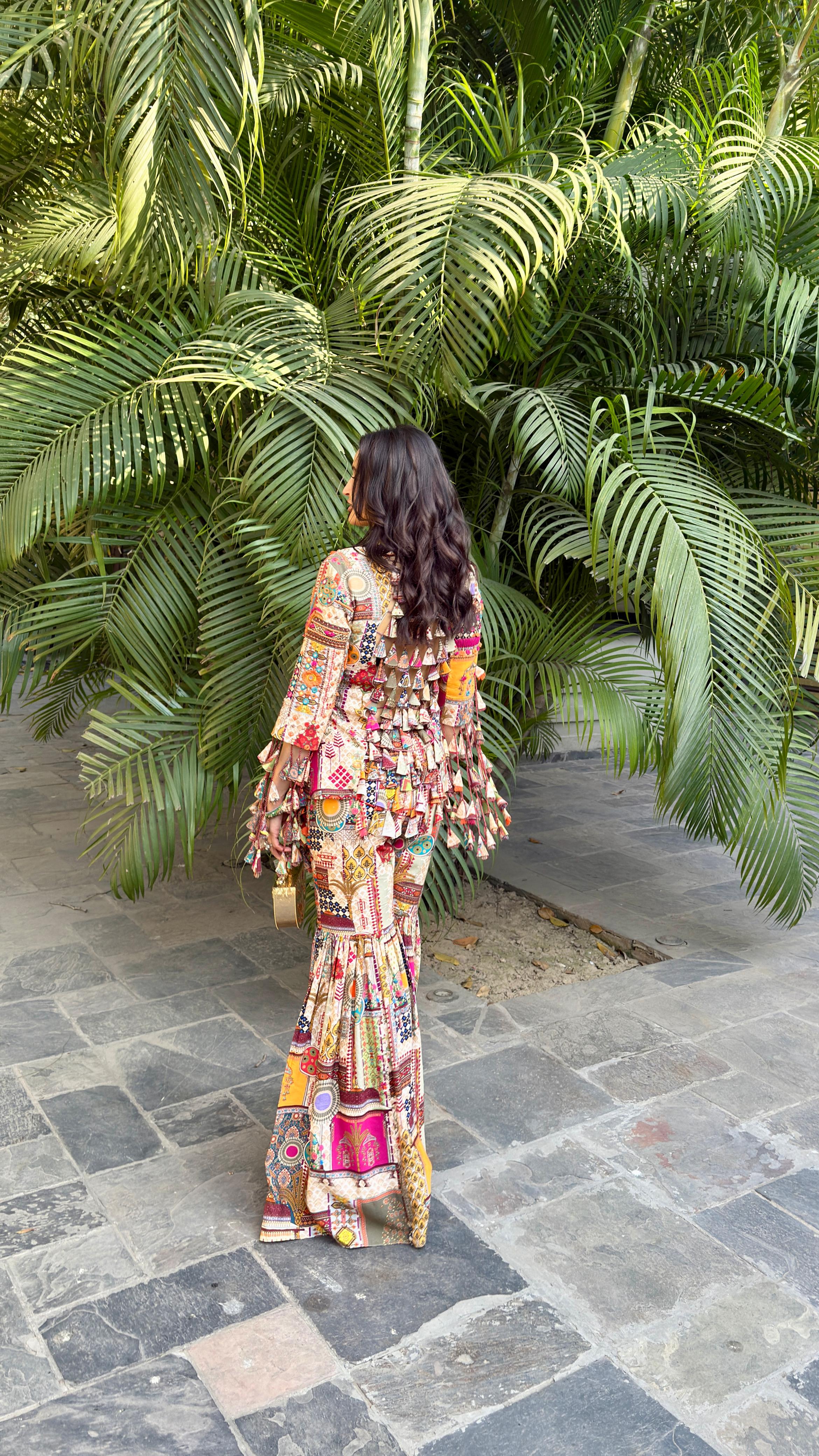 BODICE JACKET WITH Embroidered garara indowestern