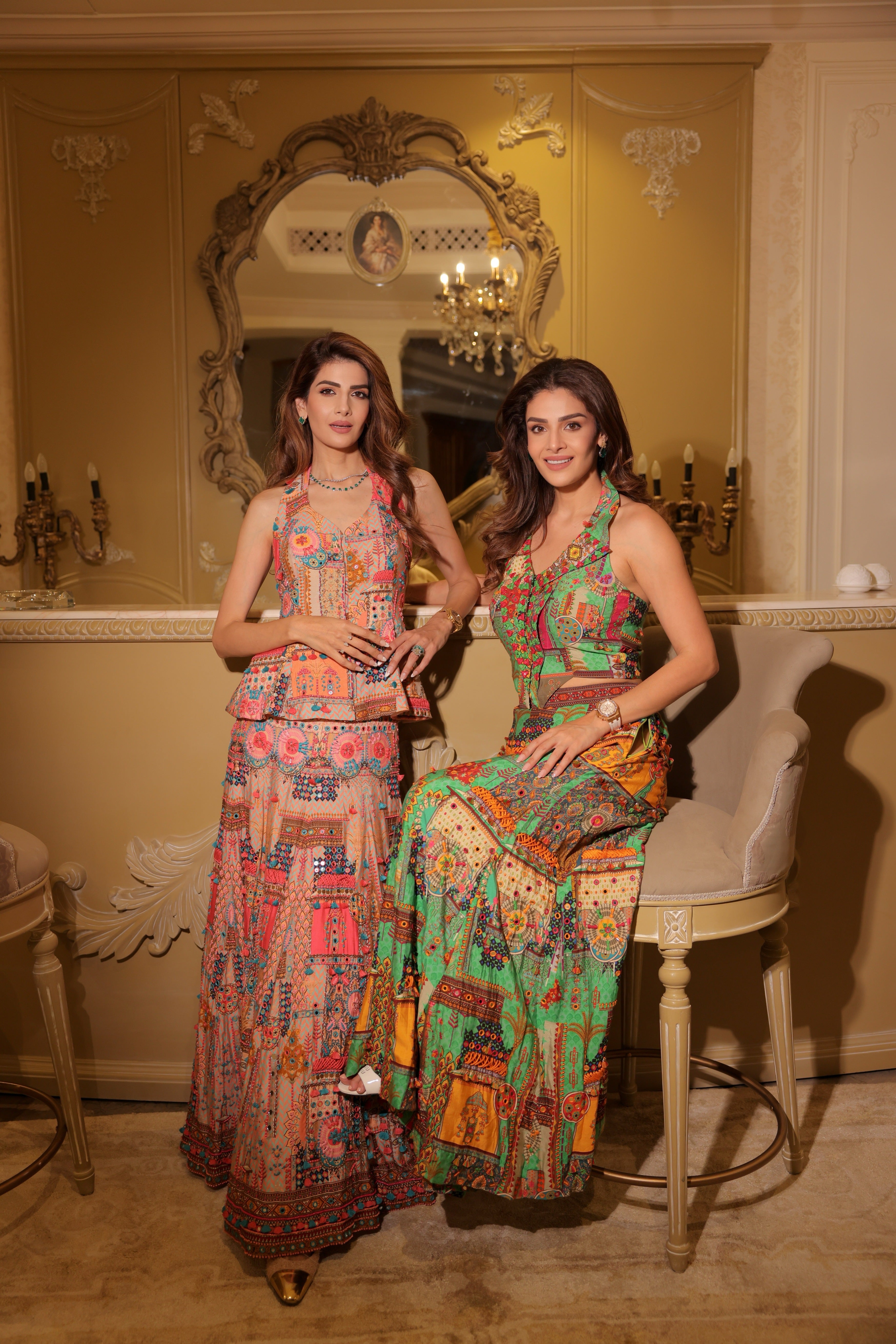 Halter neck jacket with fish cut lehenga