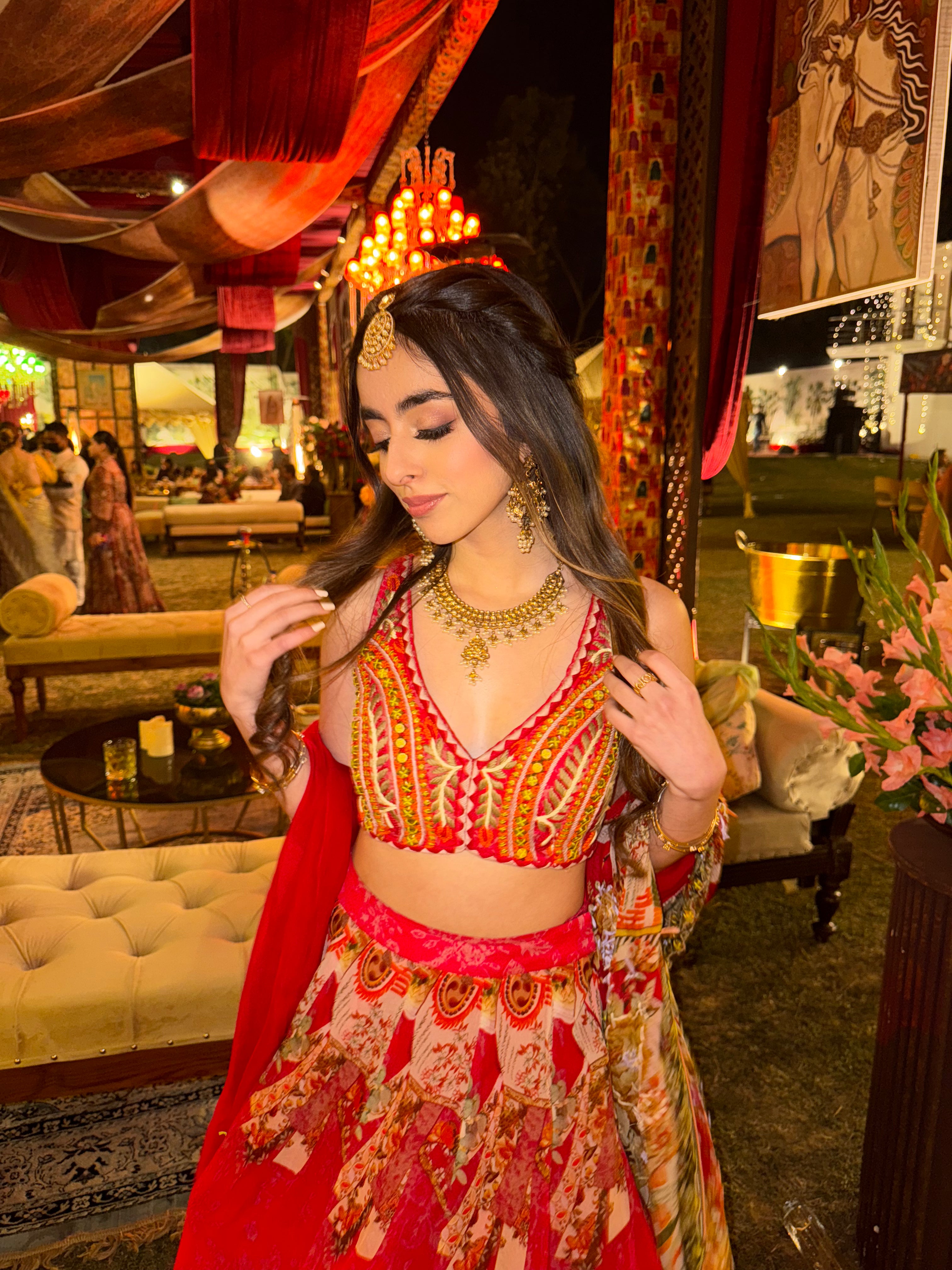 Red printed Swayam lehenga set