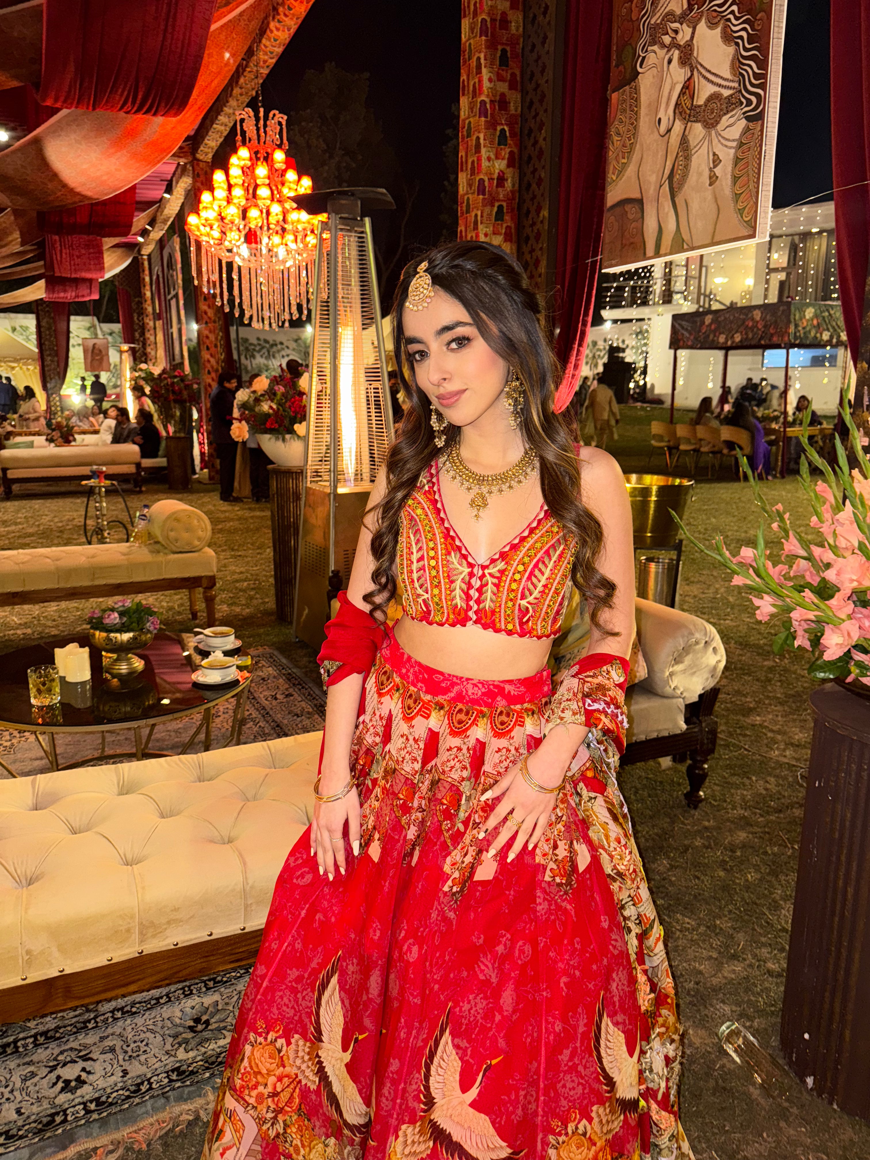 Red printed Swayam lehenga set