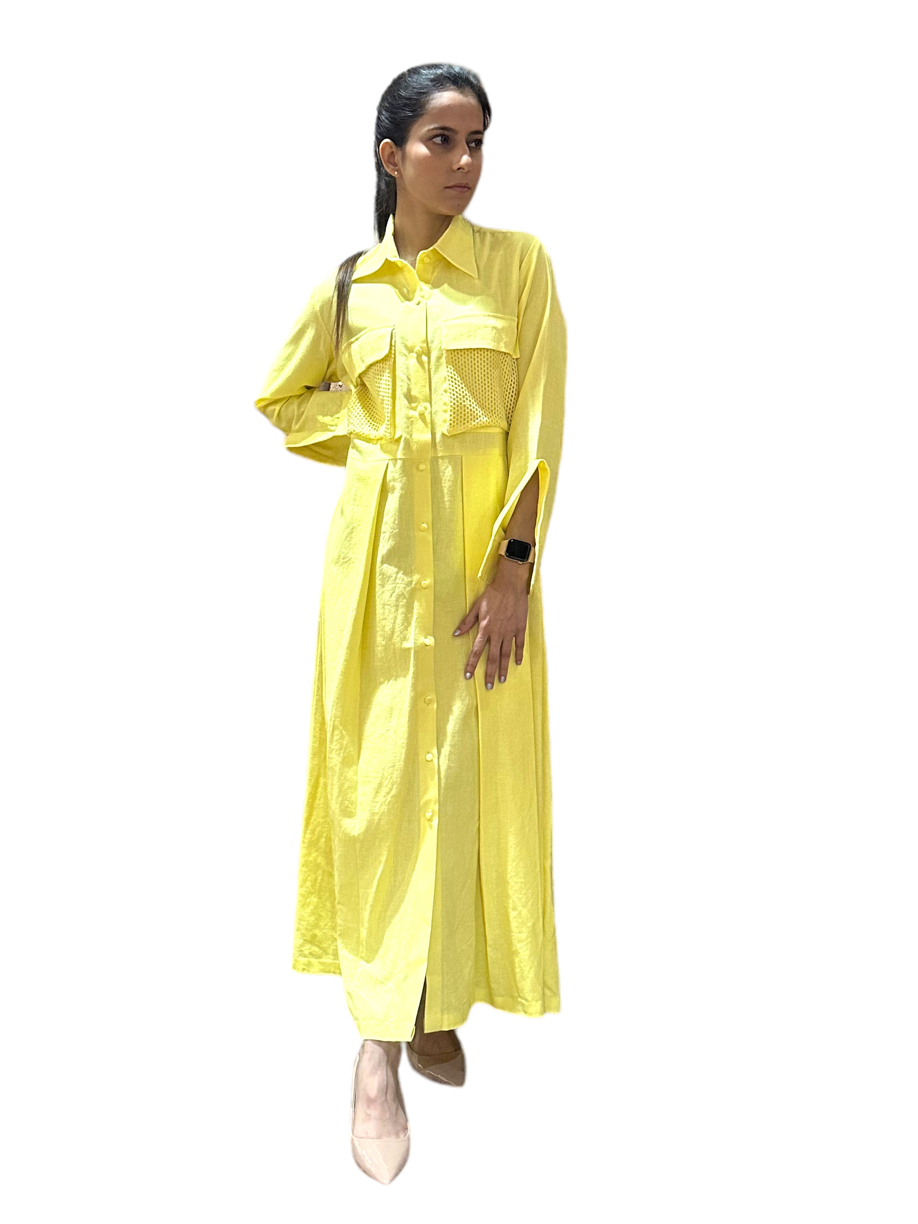 BUTTER YELLOW LONG SHIRT DRESS