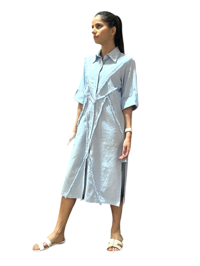 BEAU BLUE LONG SHIRT DRESS