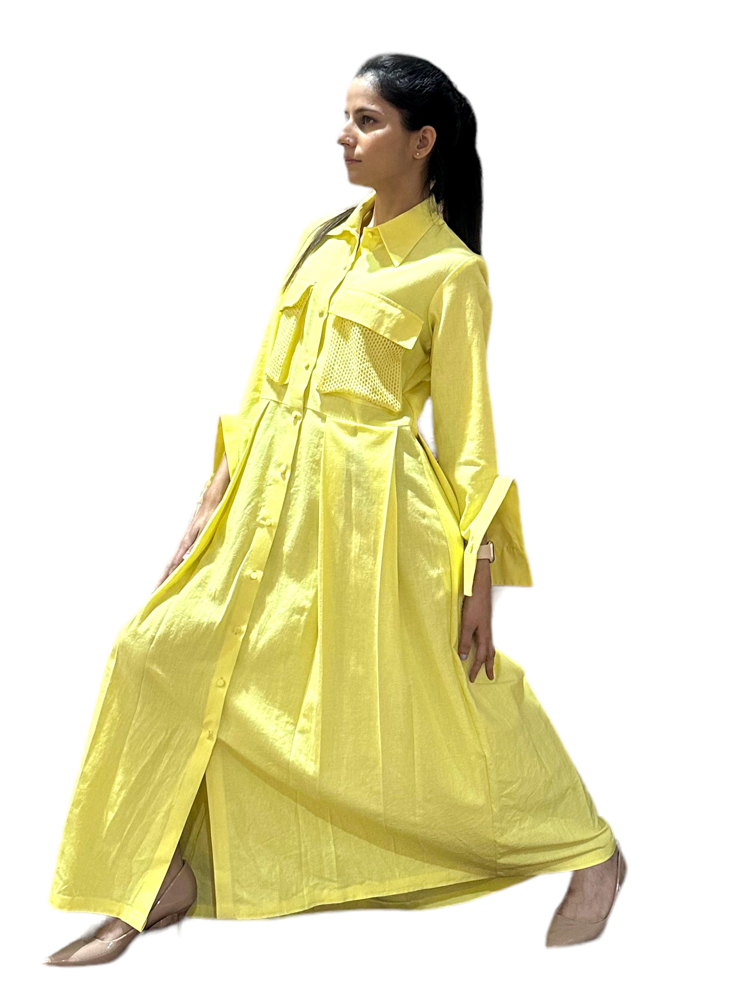 BUTTER YELLOW LONG SHIRT DRESS