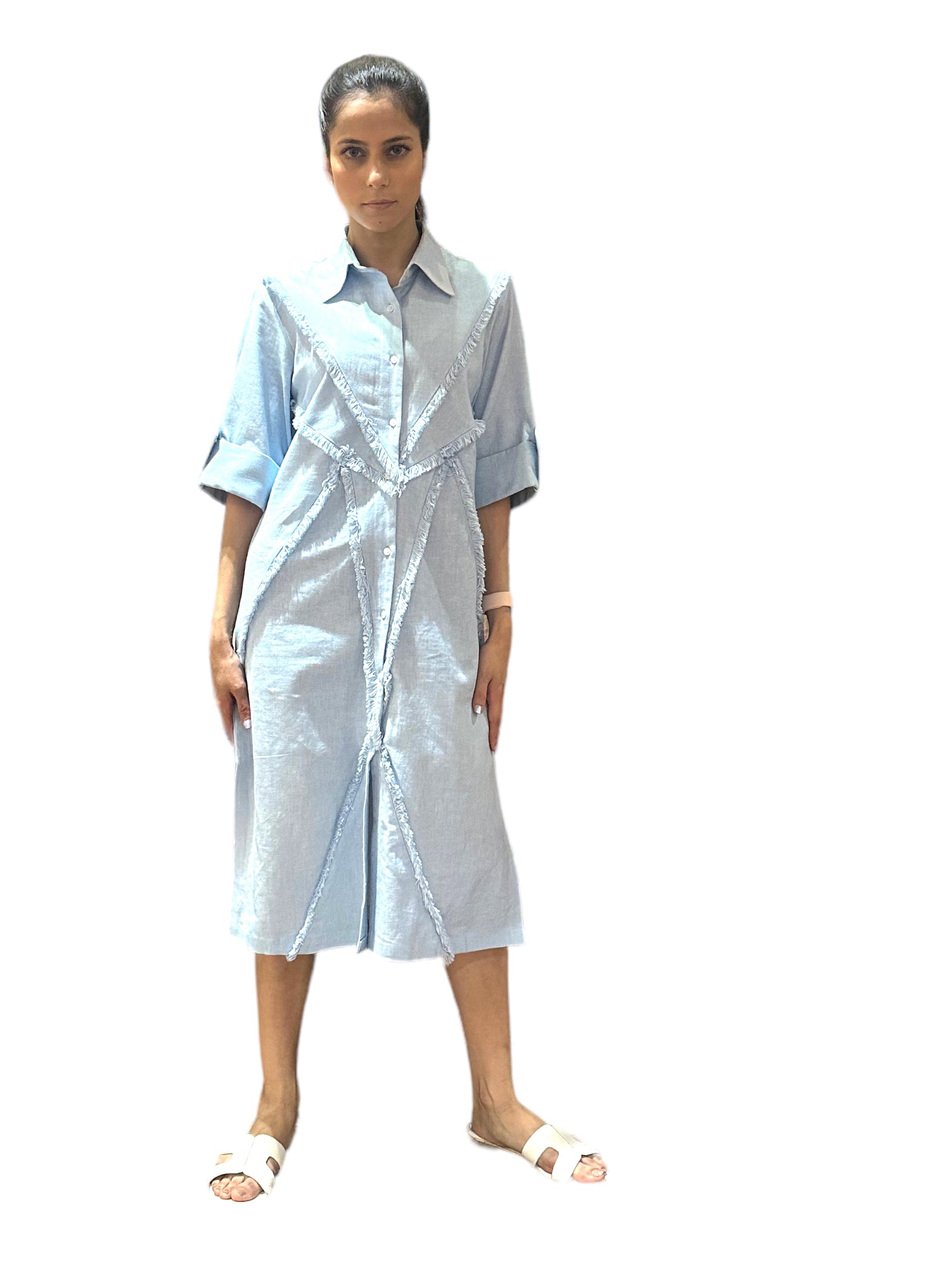 BEAU BLUE LONG SHIRT DRESS
