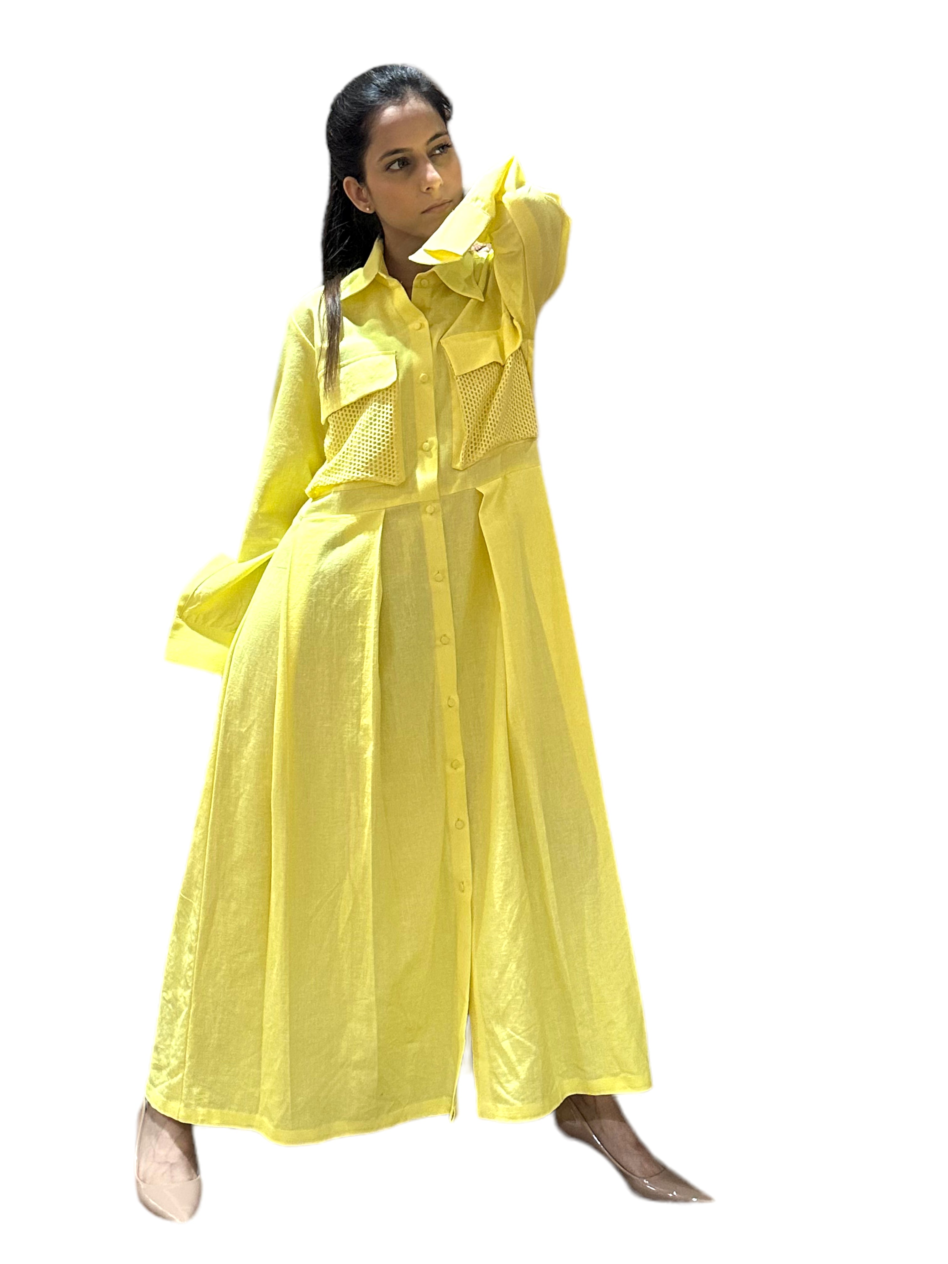 BUTTER YELLOW LONG SHIRT DRESS