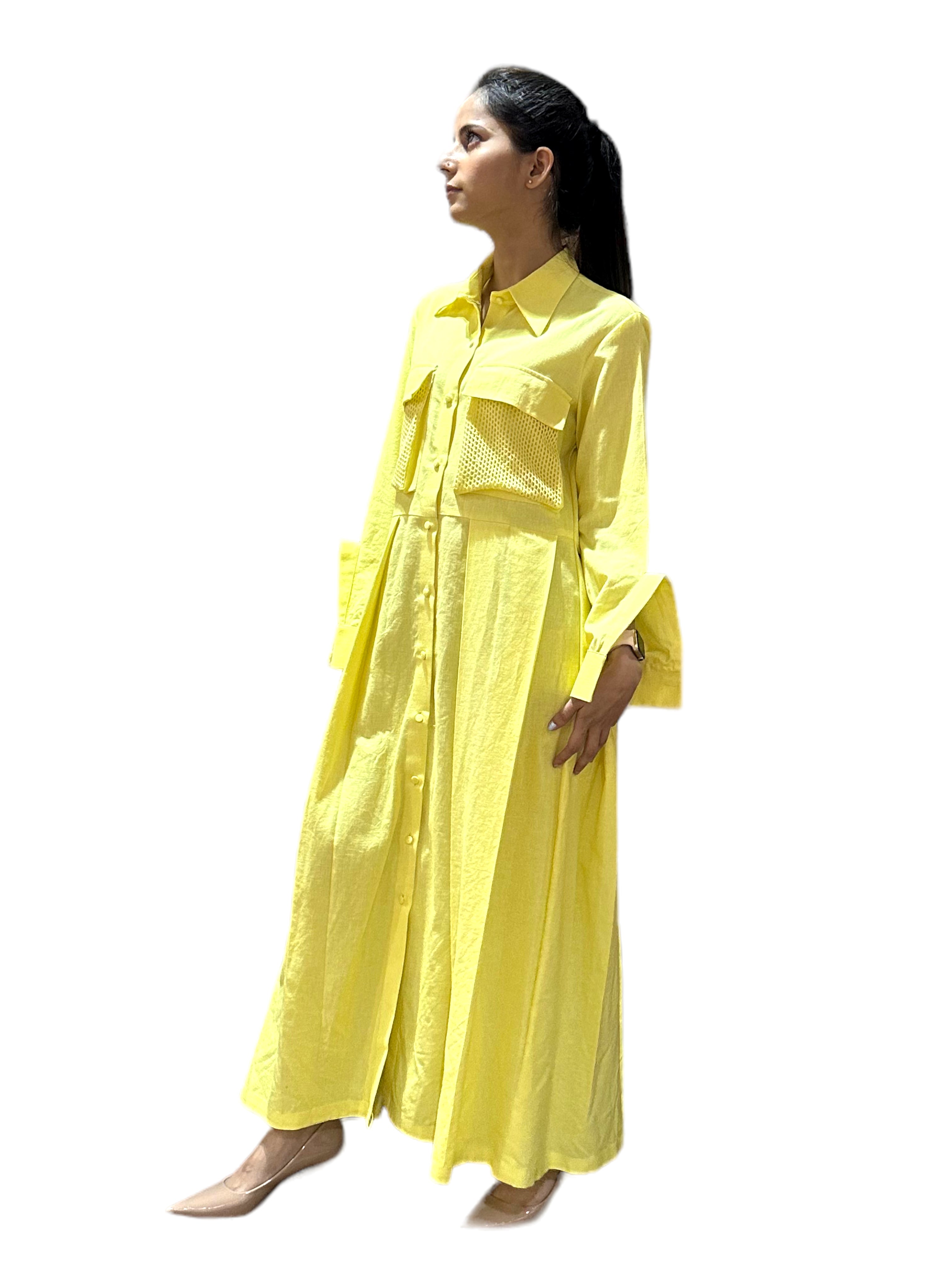 BUTTER YELLOW LONG SHIRT DRESS