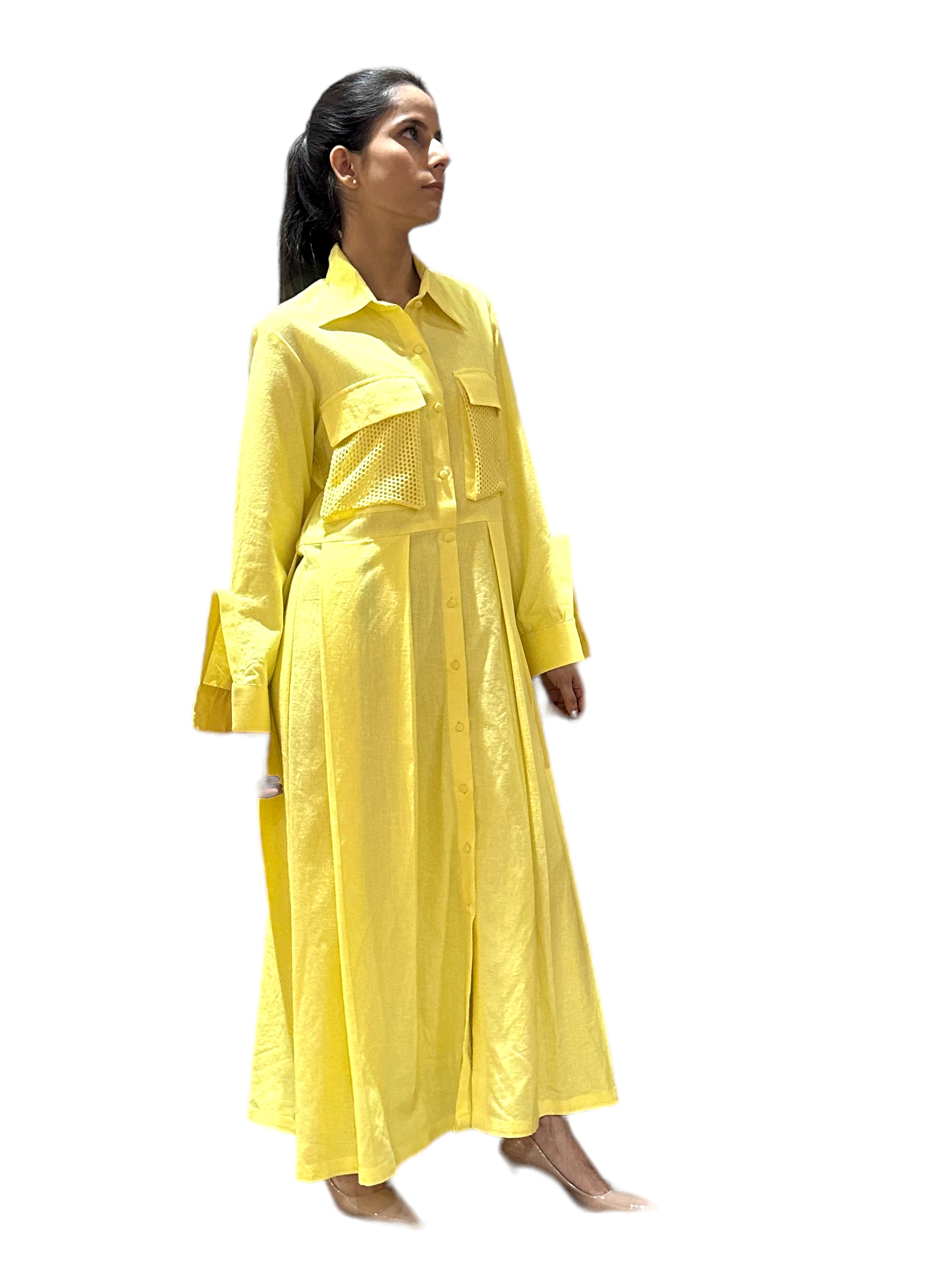 BUTTER YELLOW LONG SHIRT DRESS