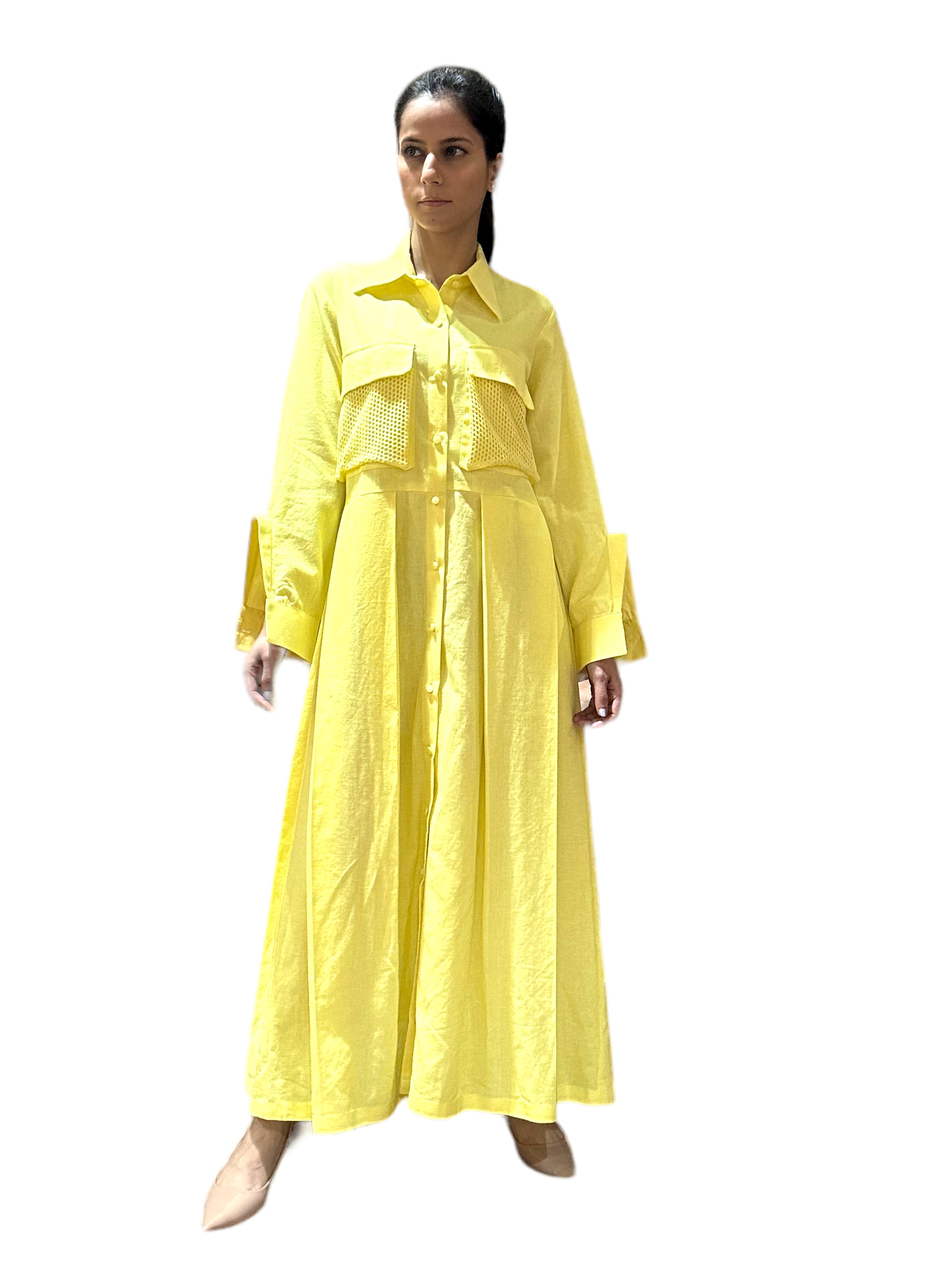 BUTTER YELLOW LONG SHIRT DRESS