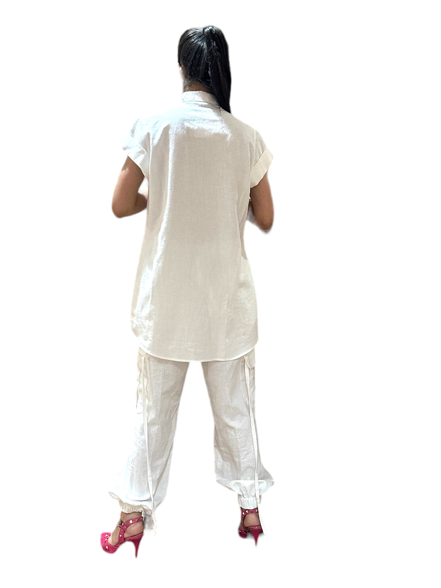 WHITE CO-ORD SET WITH JOGGERS PANTS