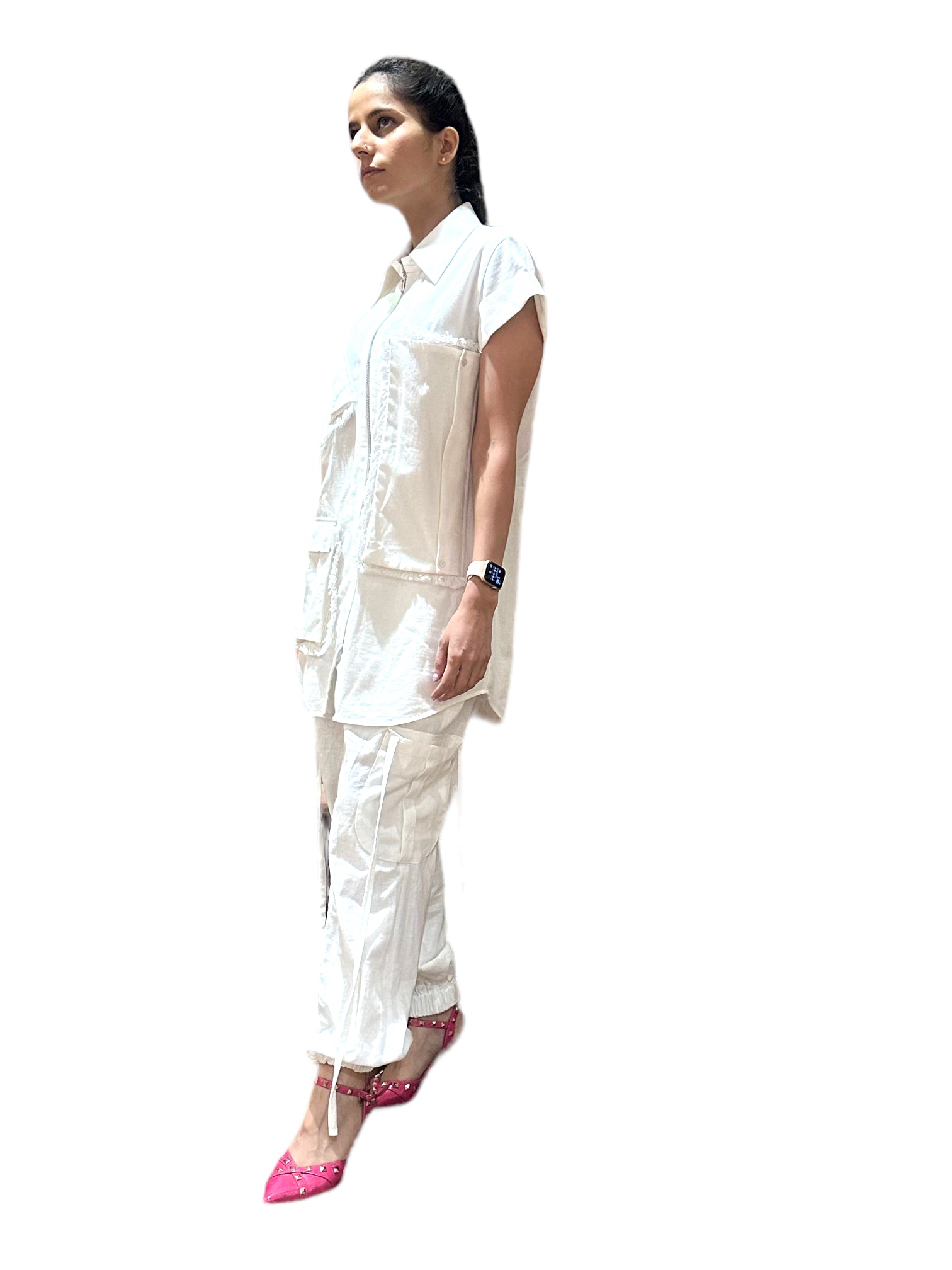 WHITE CO-ORD SET WITH JOGGERS PANTS