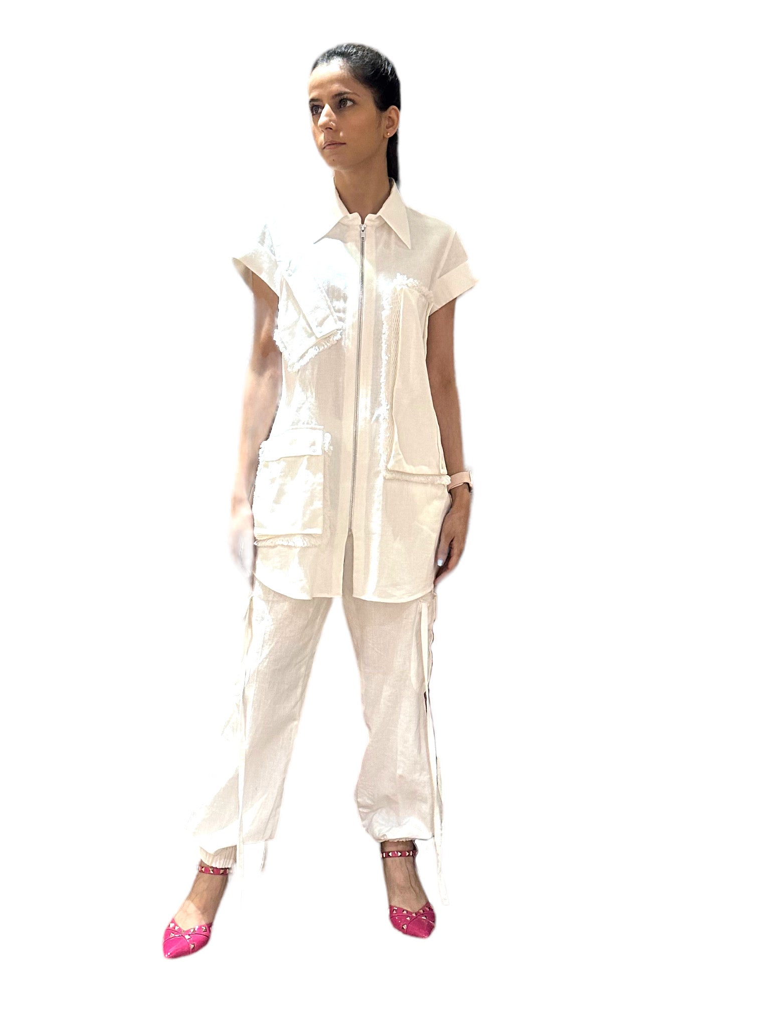 WHITE CO-ORD SET WITH JOGGERS PANTS