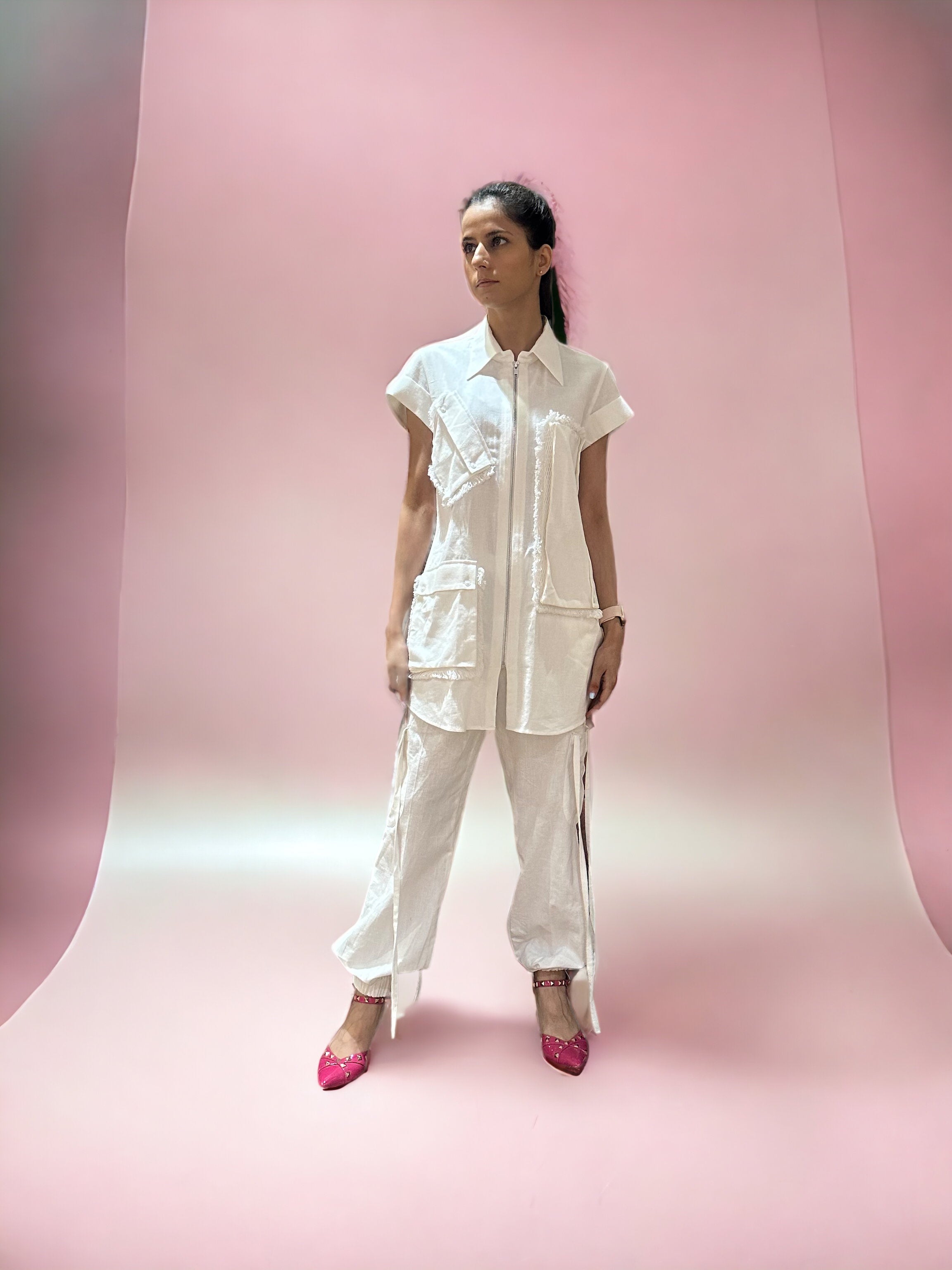 WHITE CO-ORD SET WITH JOGGERS PANTS