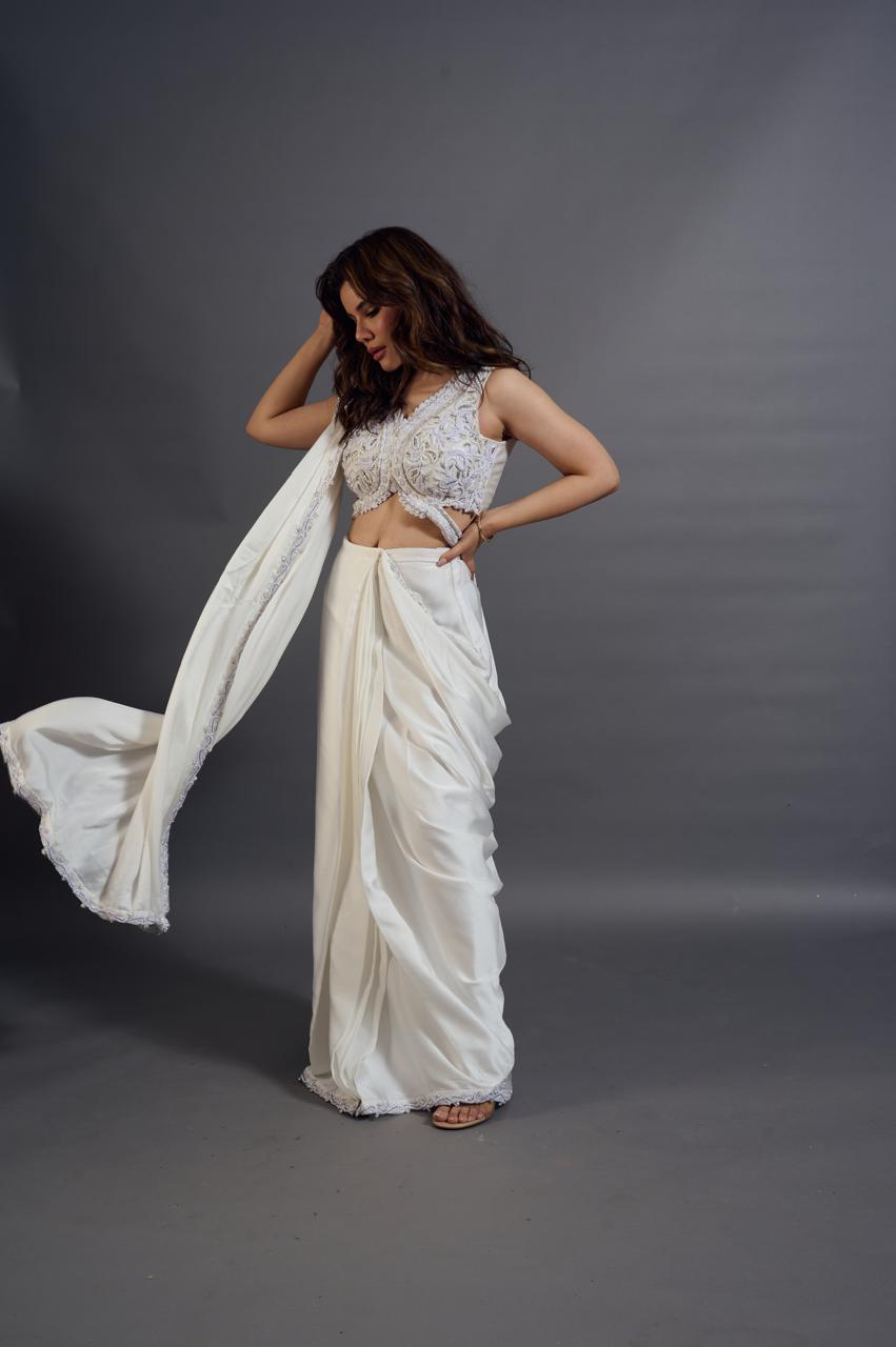 Rosni chopra in ANKUR J signature drape saree