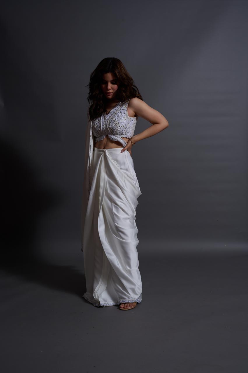 Rosni chopra in ANKUR J signature drape saree