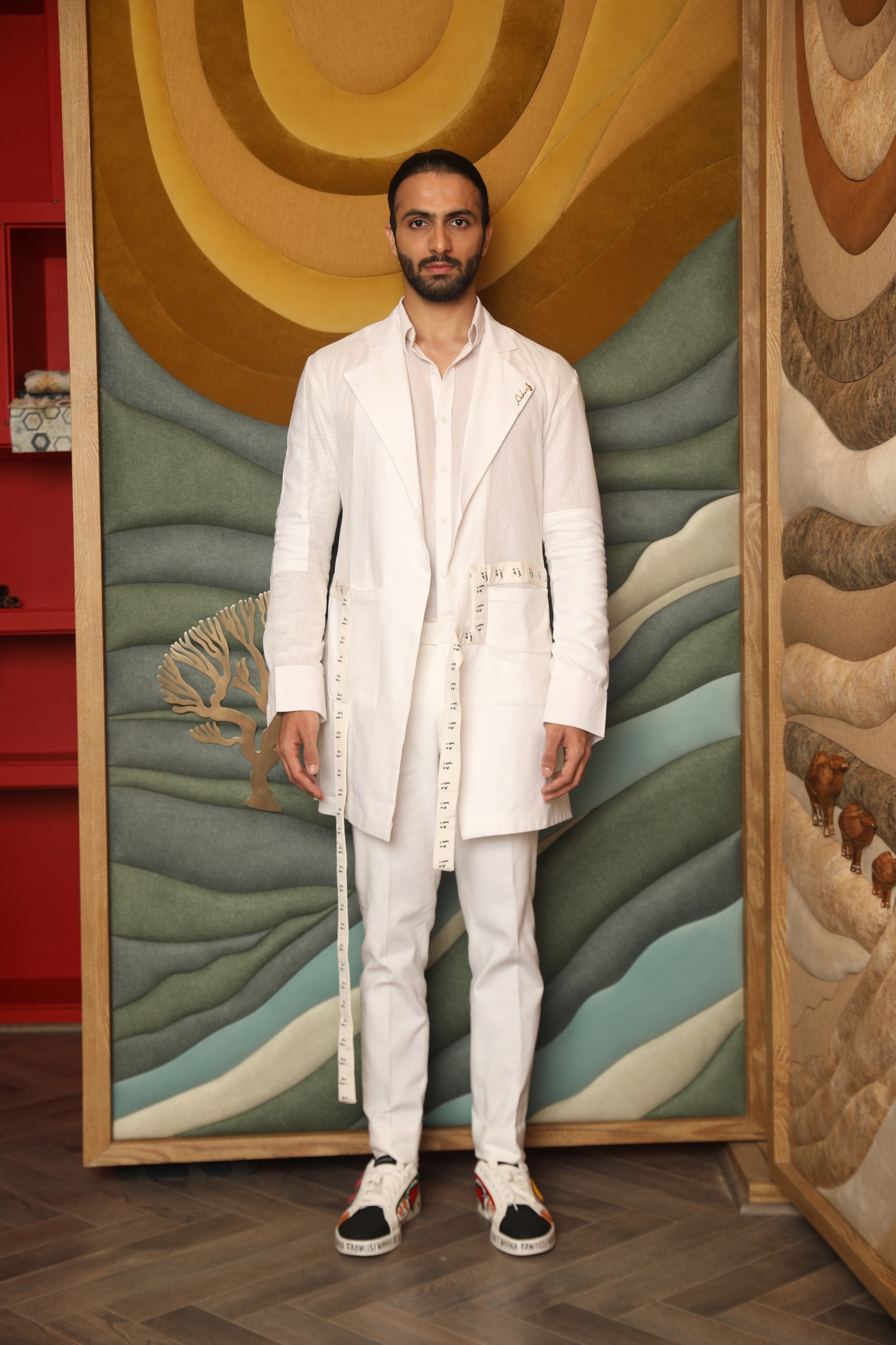 Overlay trench with Shirt and trouser
