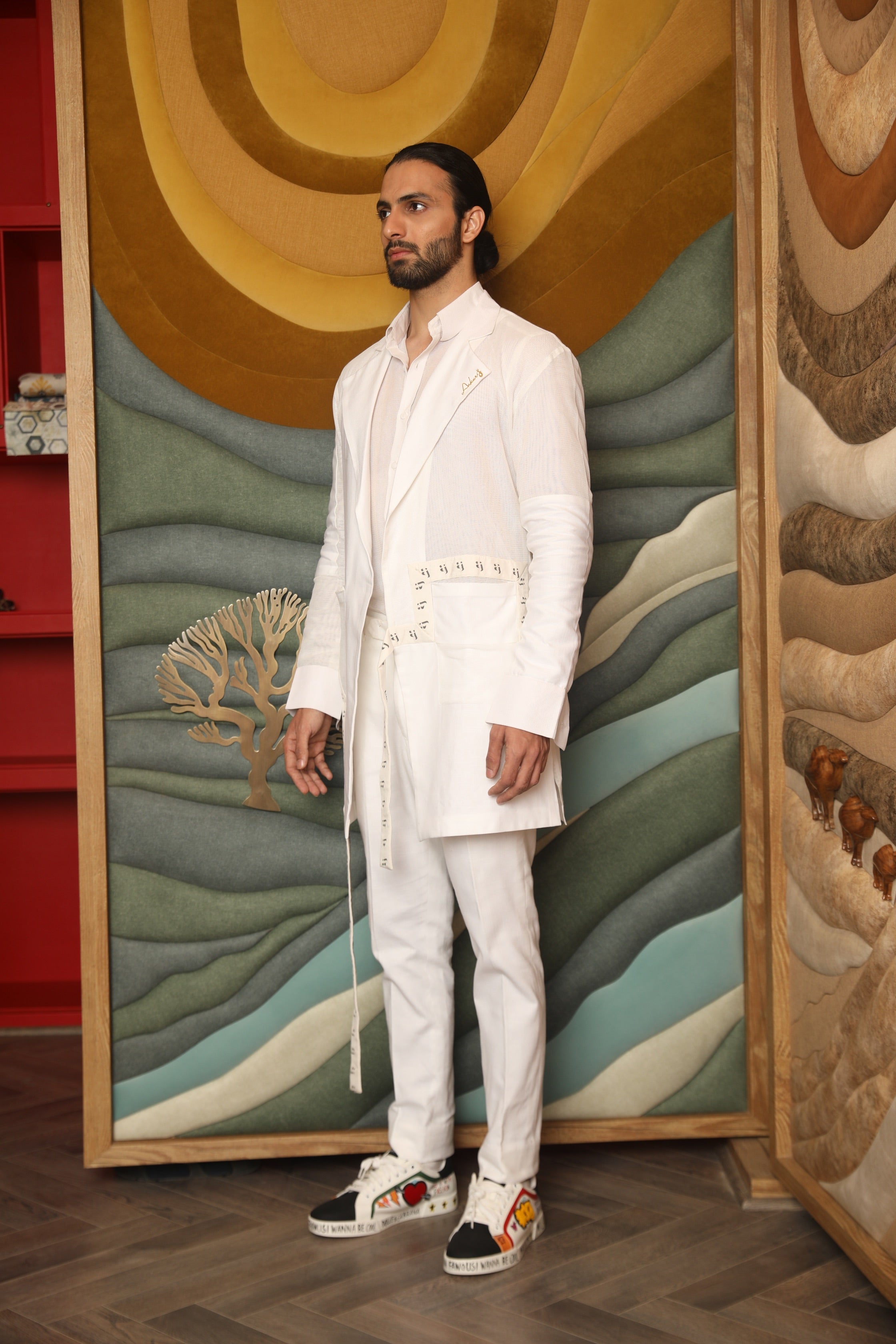 Overlay trench with Shirt and trouser