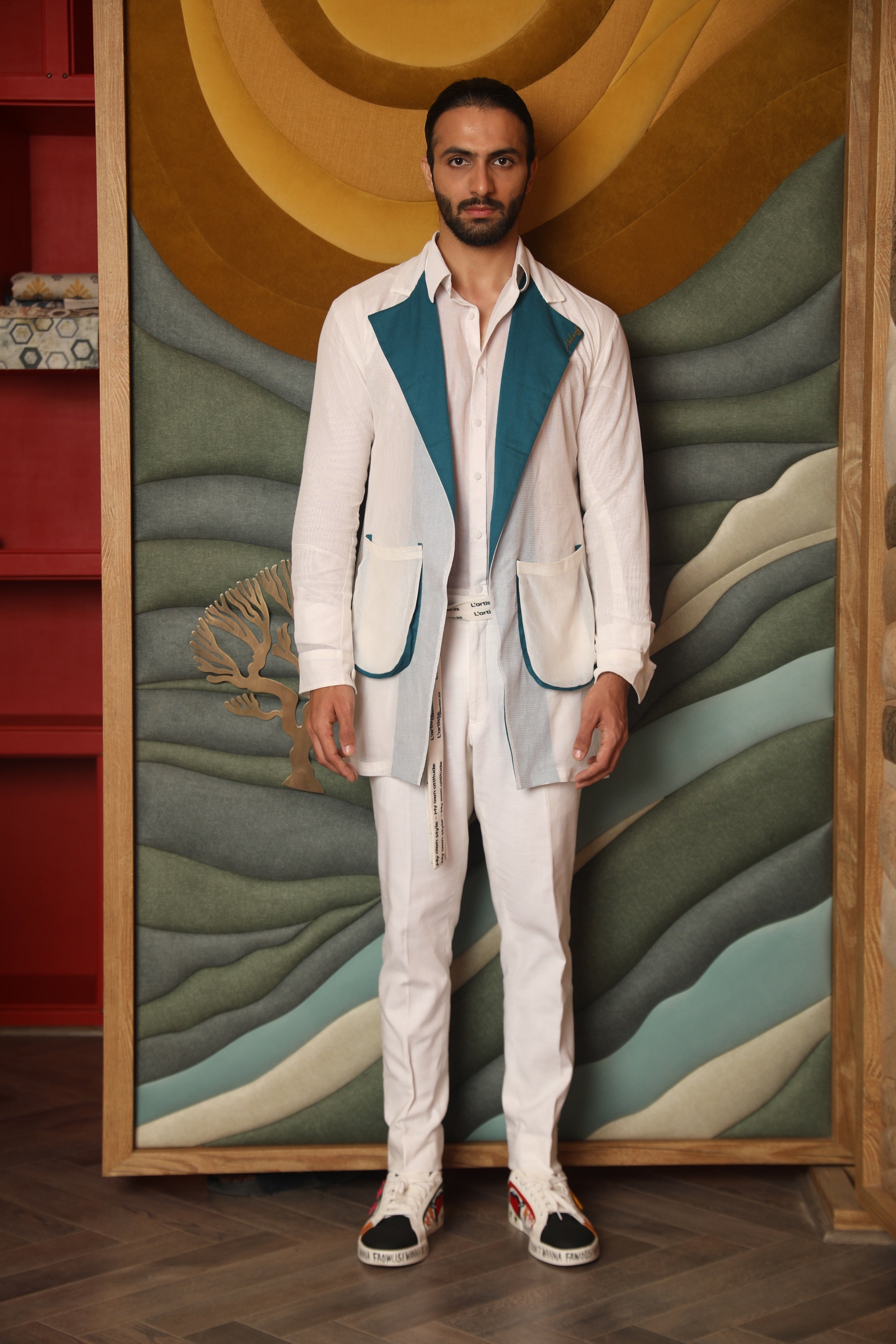 Dual colour shacket with shirt and trouser
