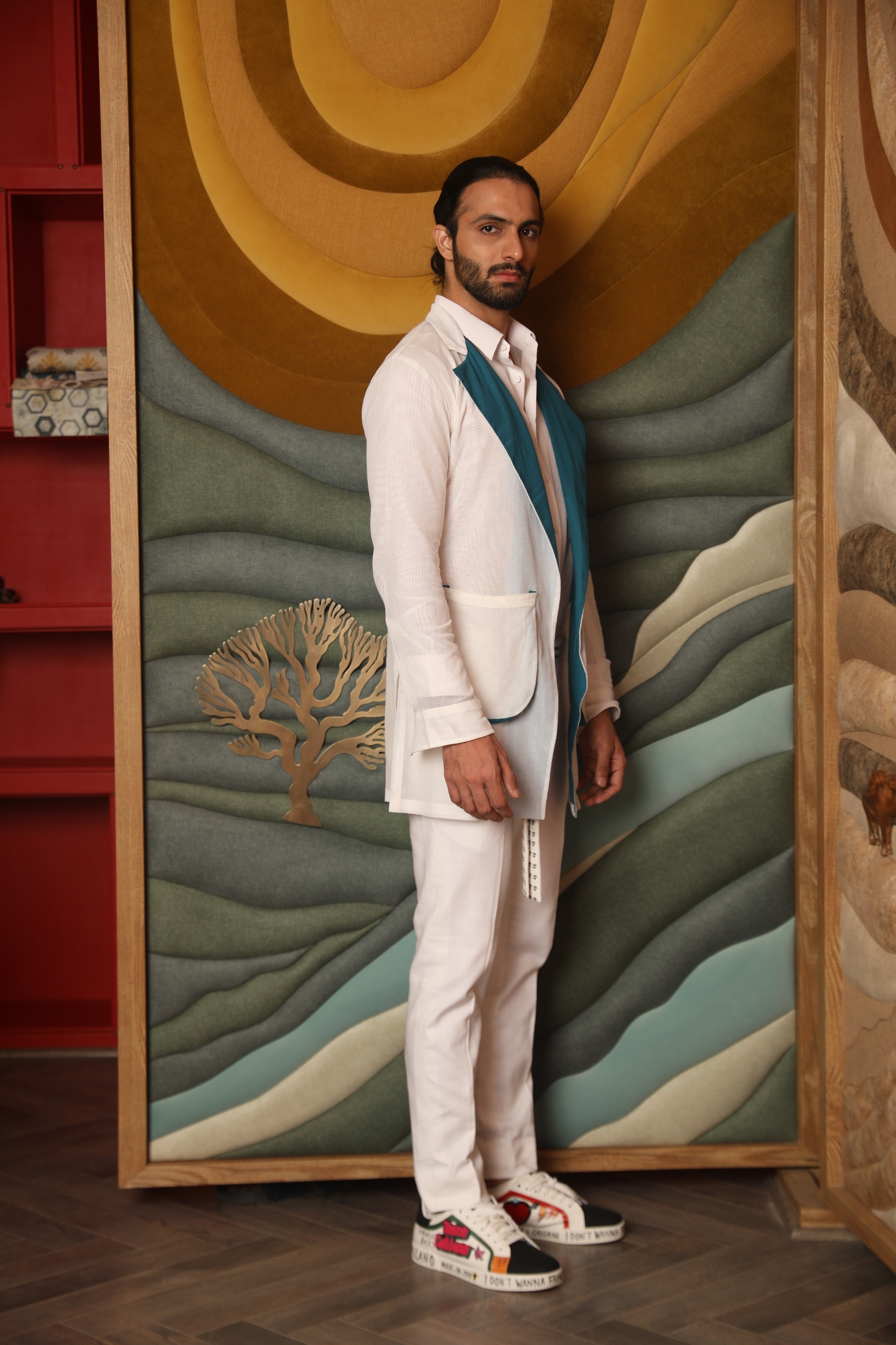 Dual colour shacket with shirt and trouser