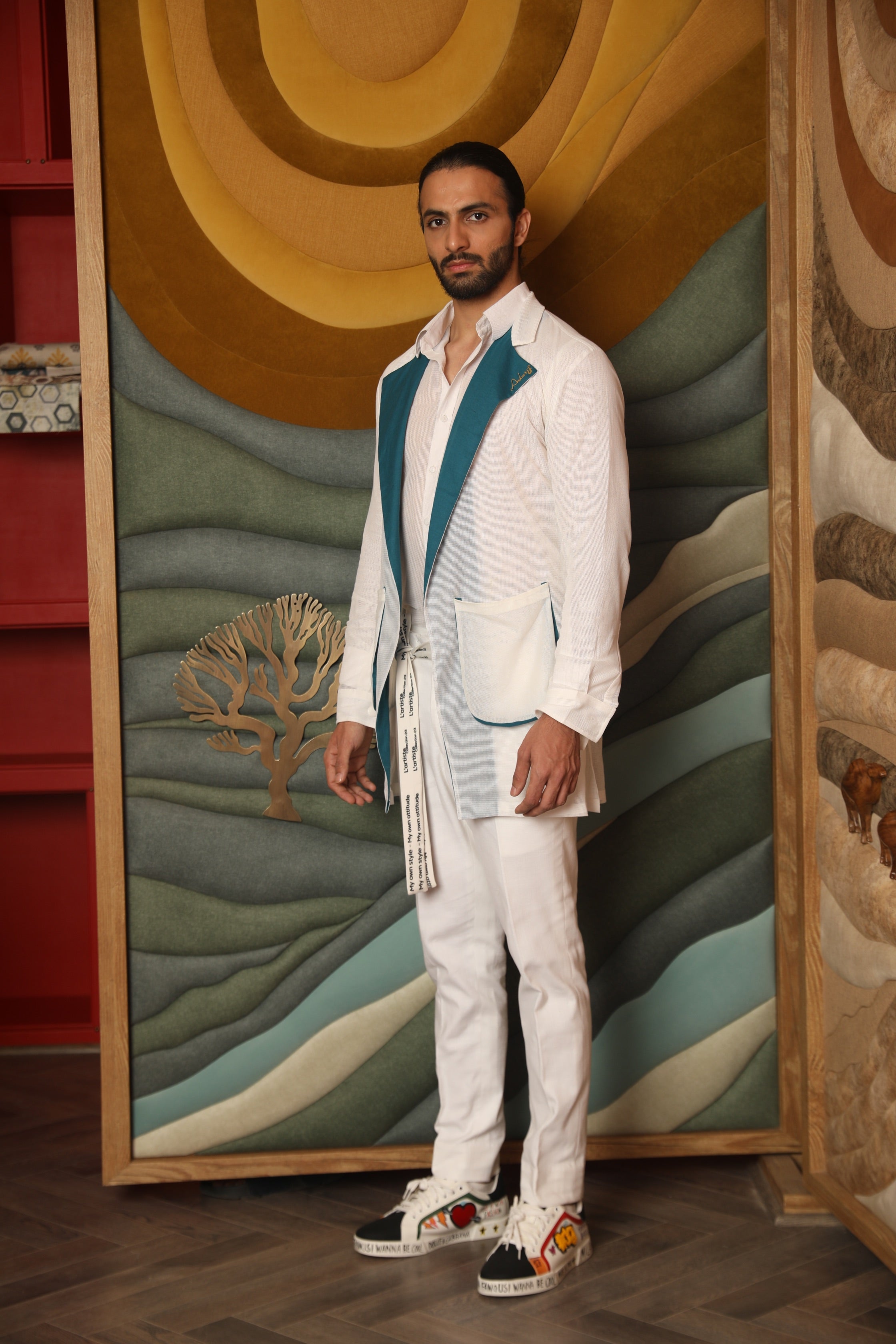 Dual colour shacket with shirt and trouser