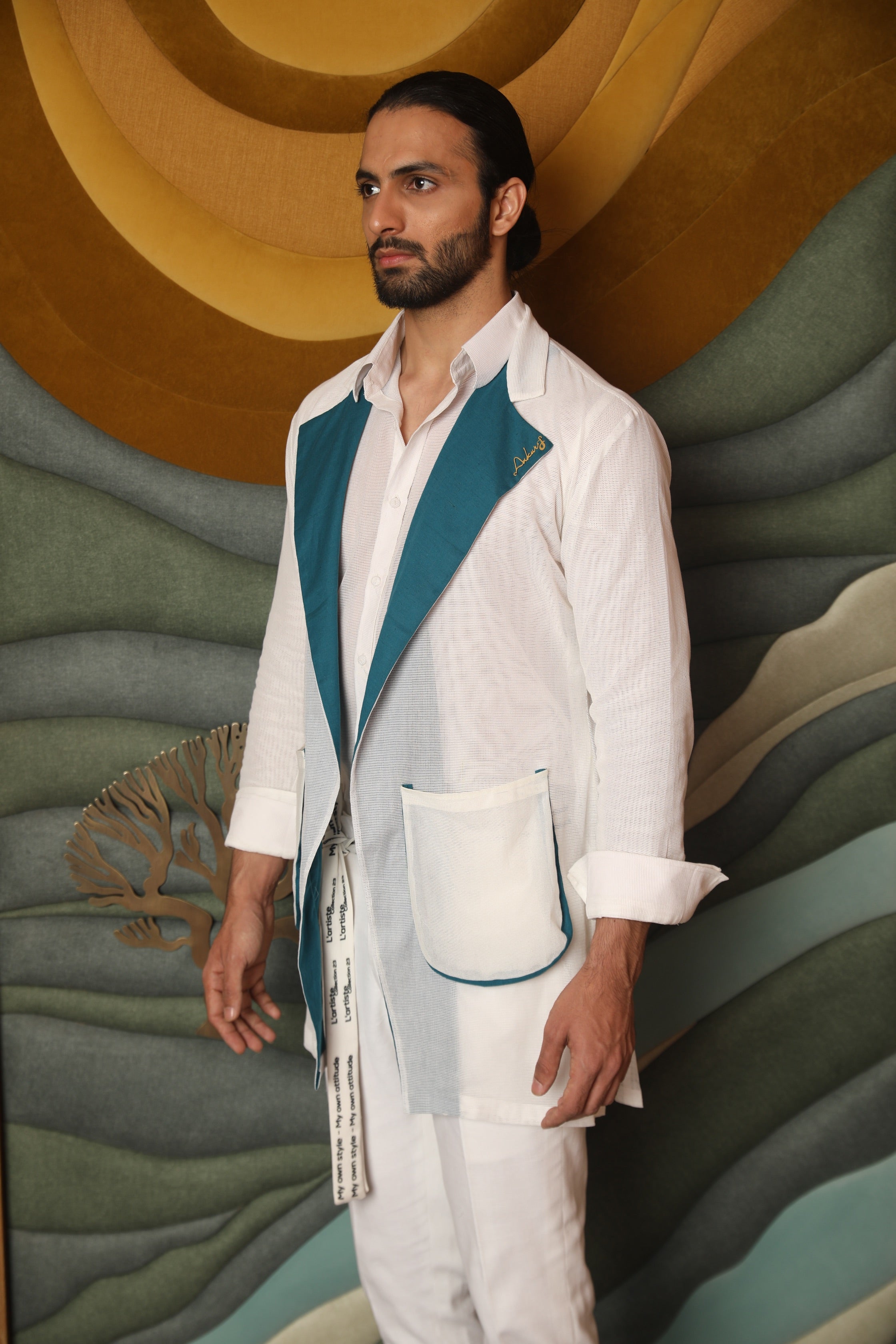 Dual colour shacket with shirt and trouser