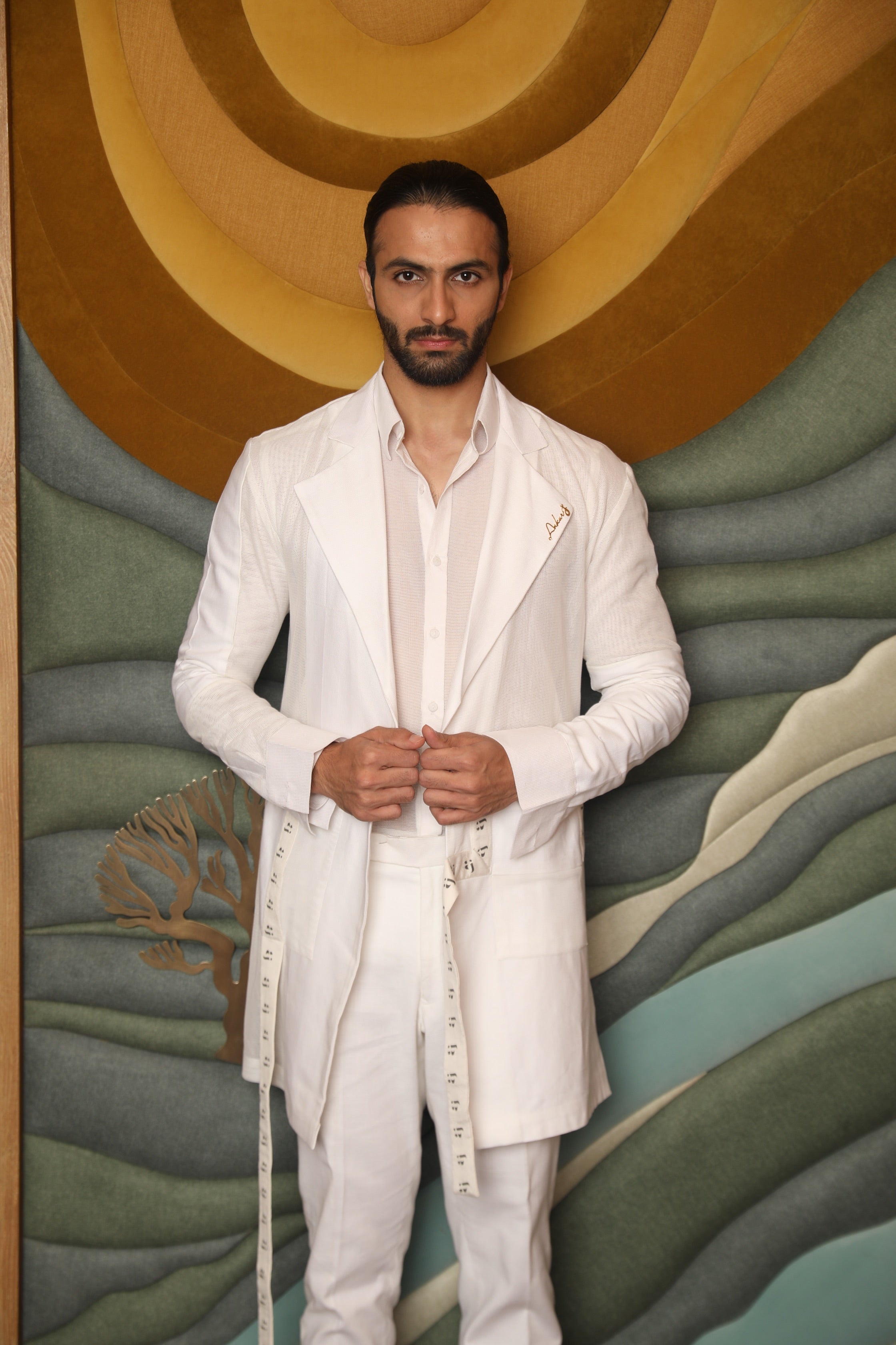 Overlay trench with Shirt and trouser