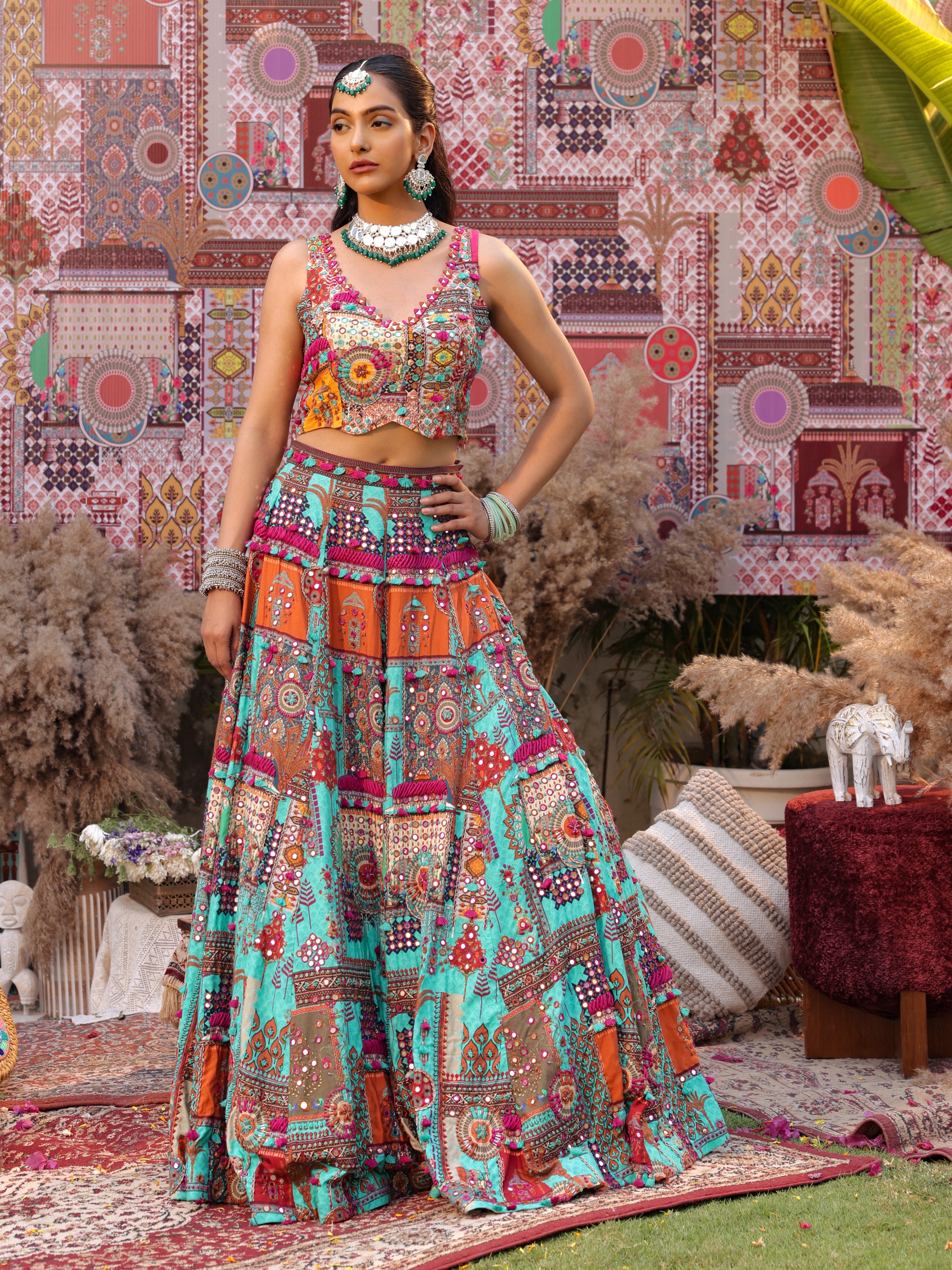TAVASYAAH lehenga set with cape