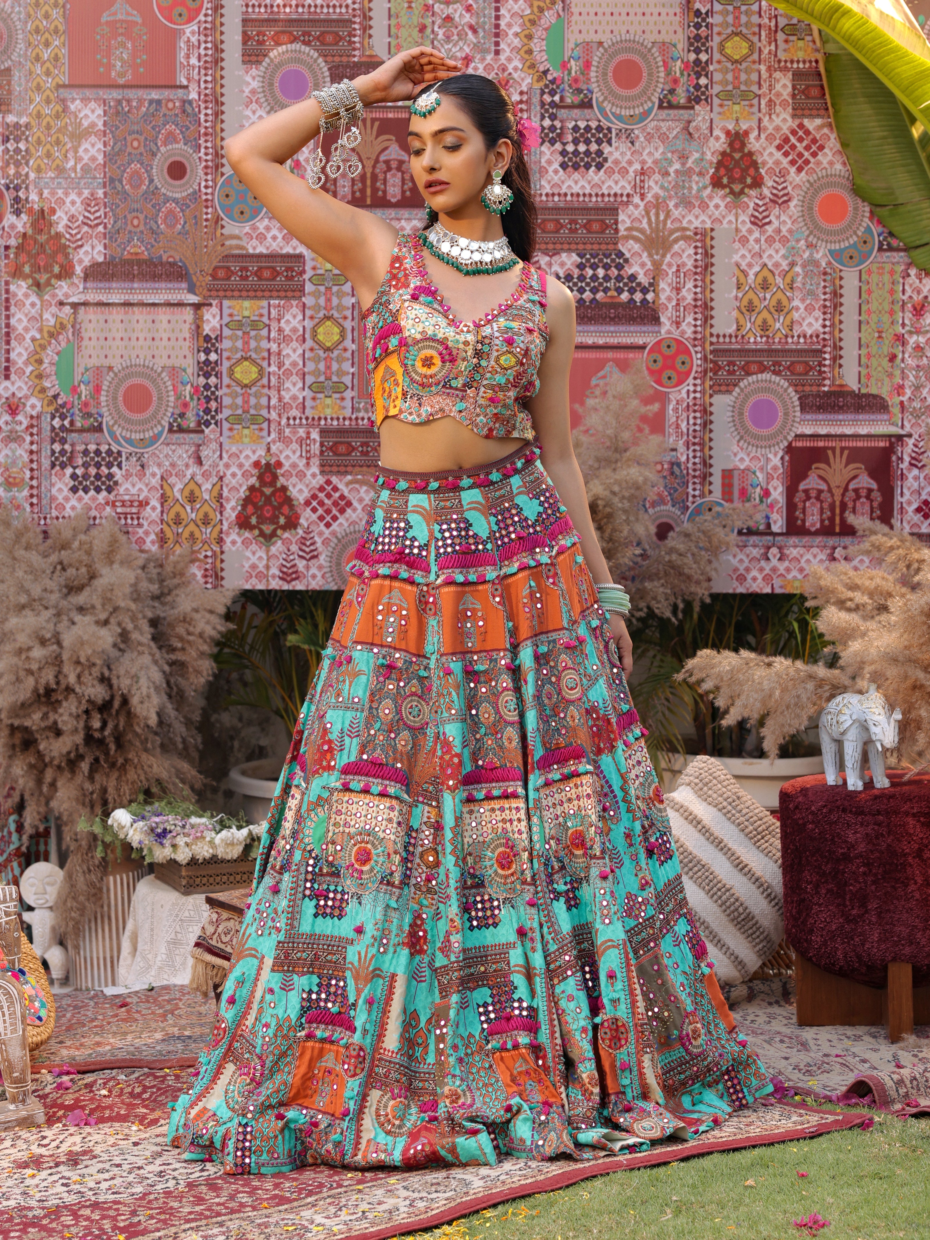 TAVASYAAH lehenga set with cape