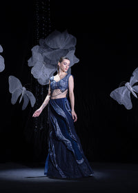 Midnight navy blue indo western set