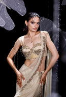 Metallic muse draped saree set