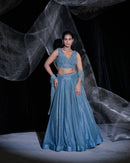 Teal signature angel lehenga