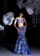 Mirage metallic blue aqua gown lehanga