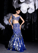 Mirage metallic blue aqua gown lehanga