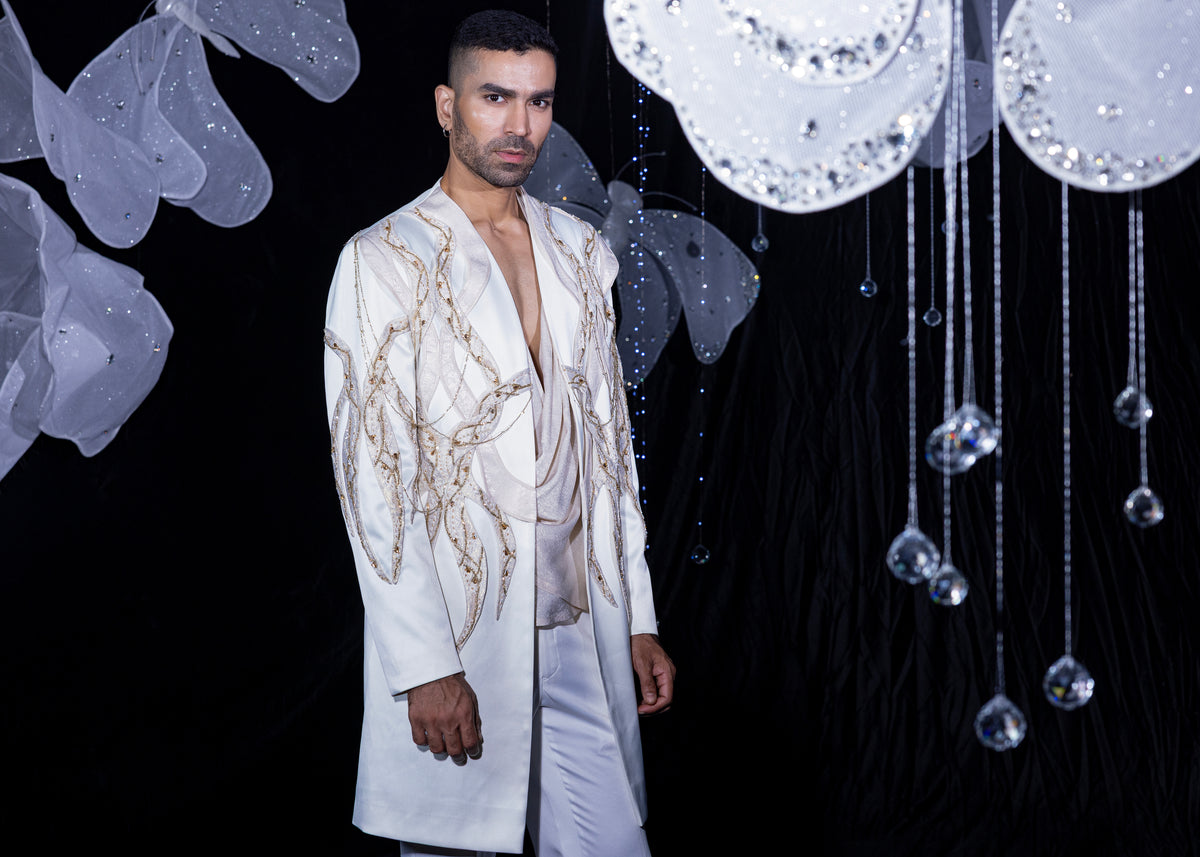 Moonlit ivory  longline blazer set